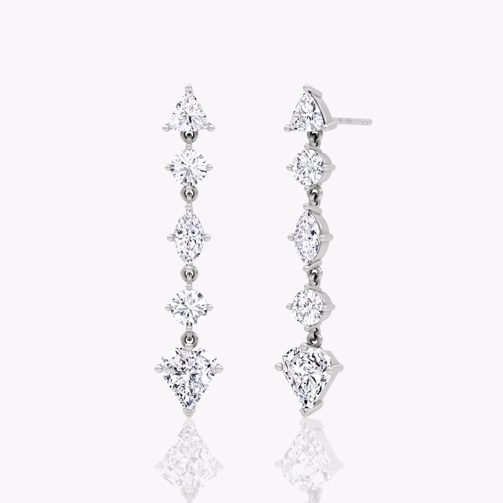 A pair of whit gold Mixed-Drop Earrings.