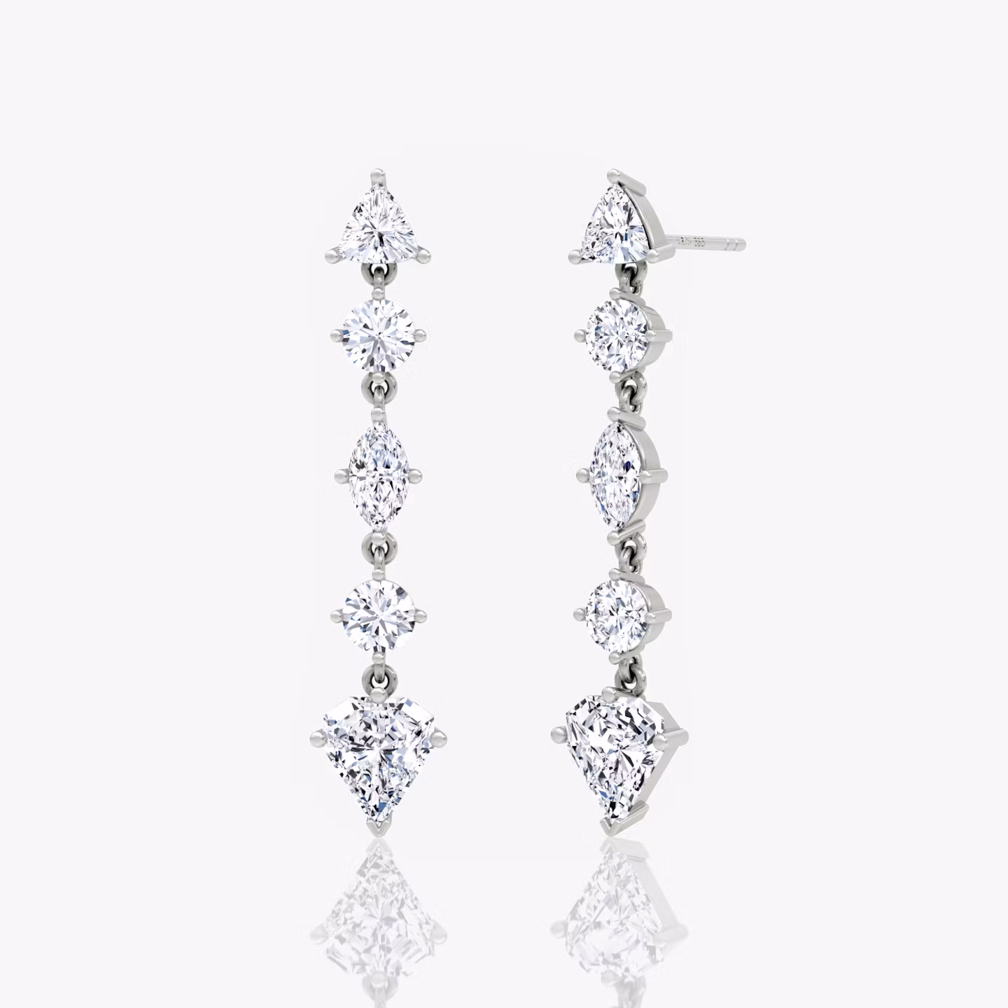 Mixed Drop Shield Earring Shield | White Gold