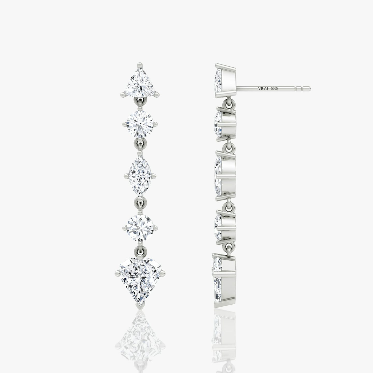 Mixed Drop Shield Earring | Shield | 14k | White Gold