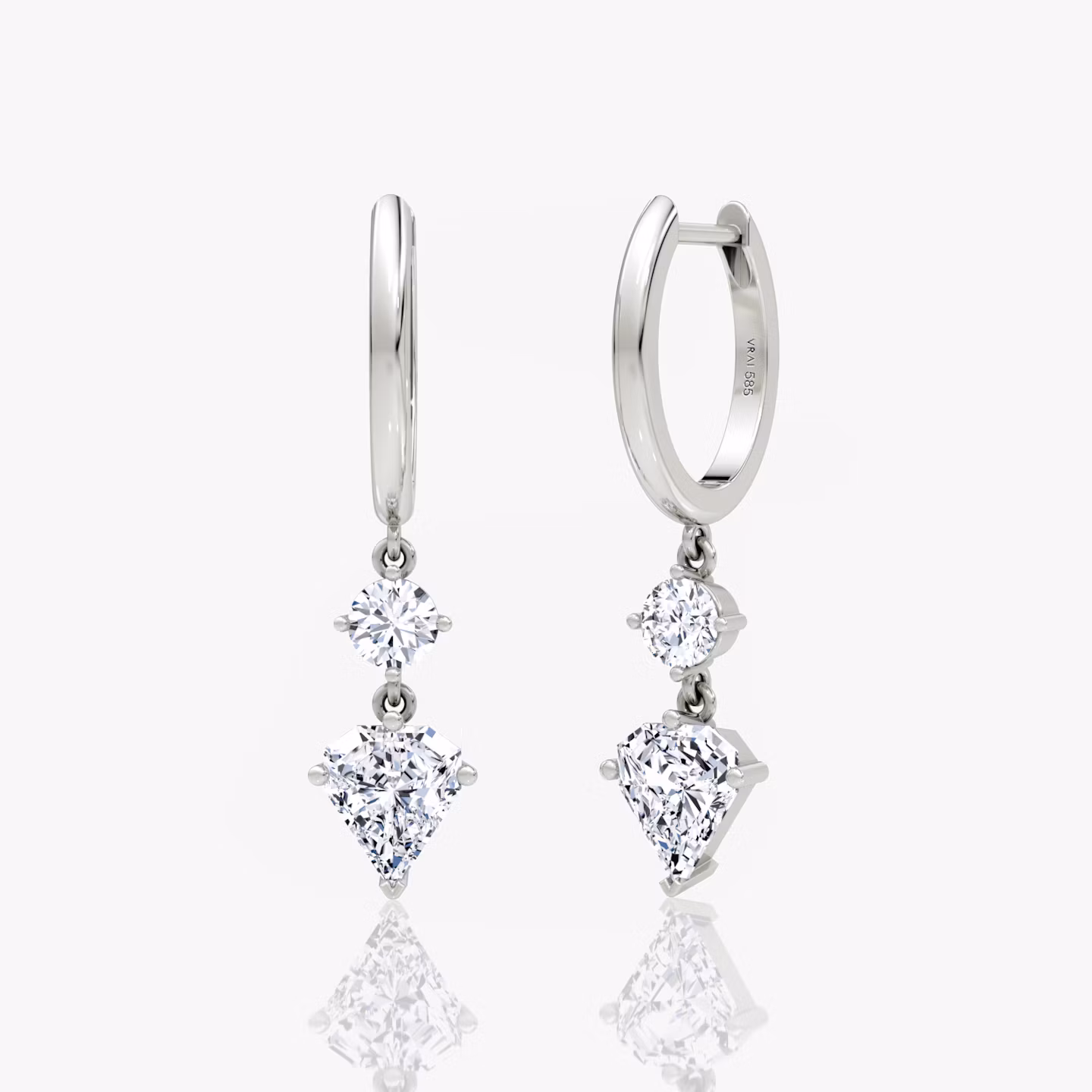 Pendiente de Aro Duo Shield Drop Shield | White Gold