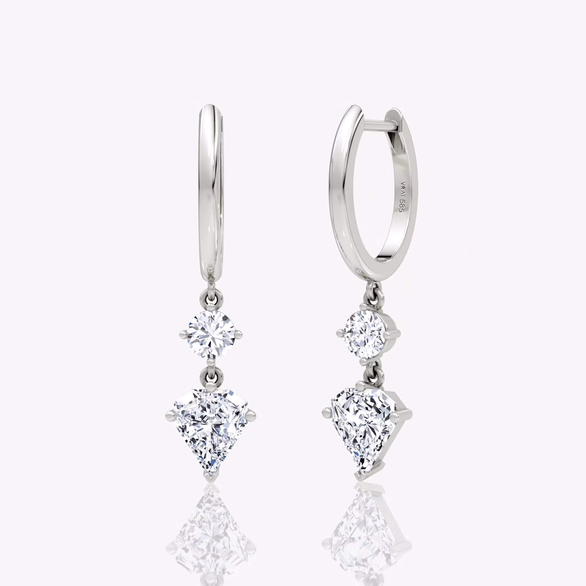 Duo Shield Drop Hoop Shield | White Gold