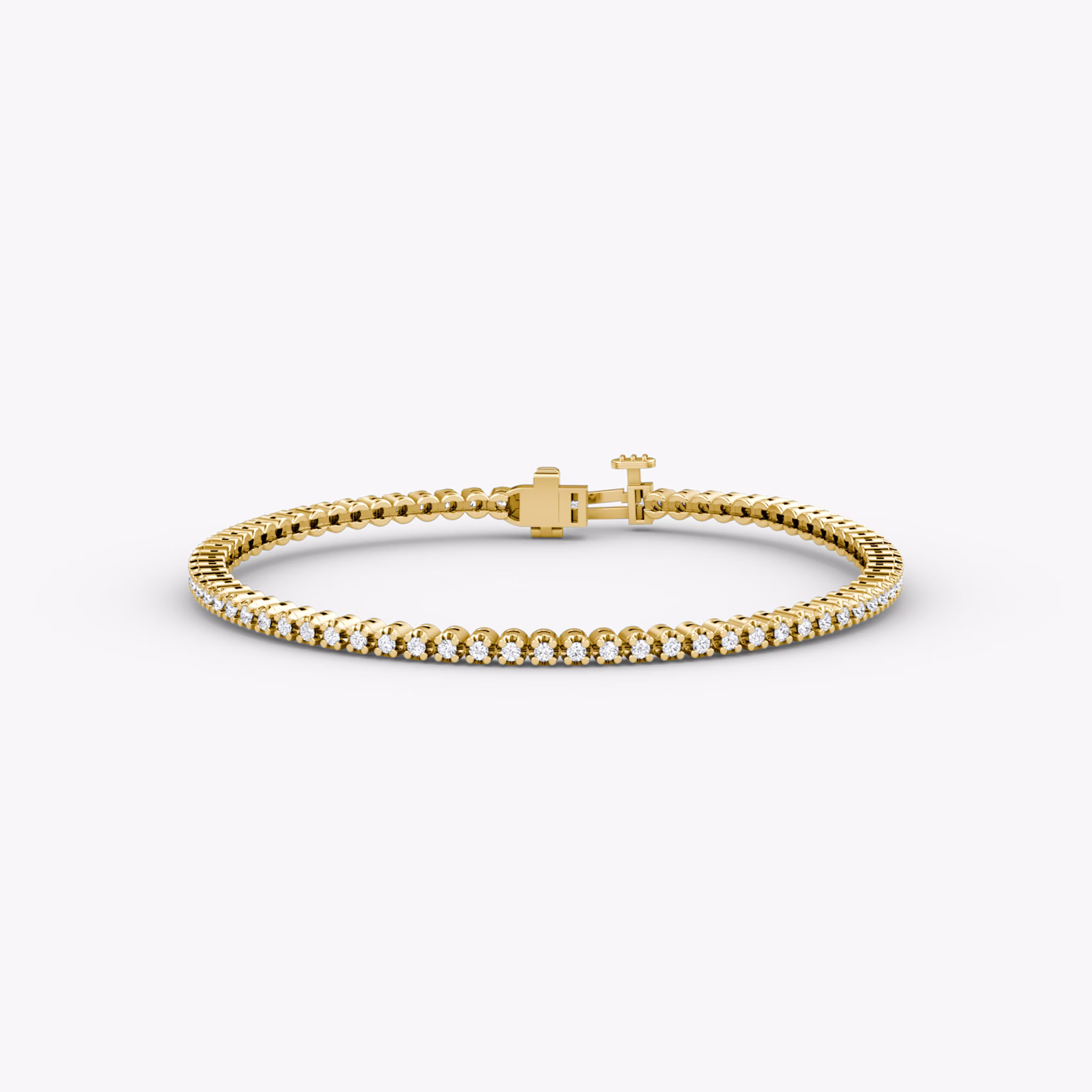 Tiny Tennis Bracelet | Round Brilliant | 14k | Yellow Gold | diamondSize: petite | chainLength: 5.5