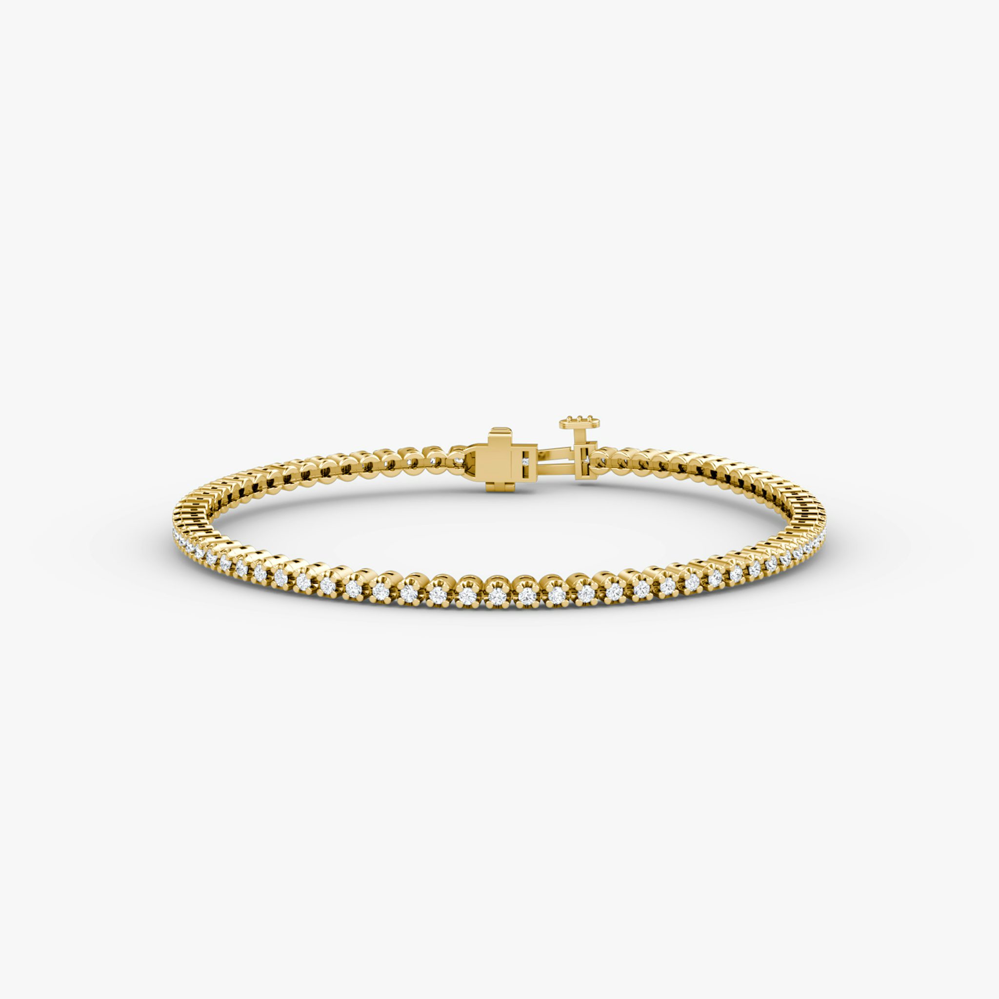 Tiny Tennis Bracelet | Round Brilliant | 14k | Yellow Gold | diamondSize: petite | chainLength: 5.5