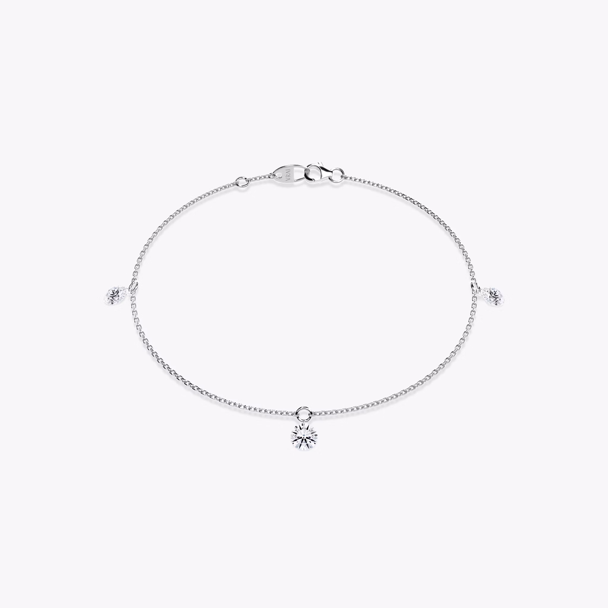 Floating Station Bracelet | Round Brilliant | 14k | White Gold | diamondCount: 3 | diamondSize: original | chainLength: 7