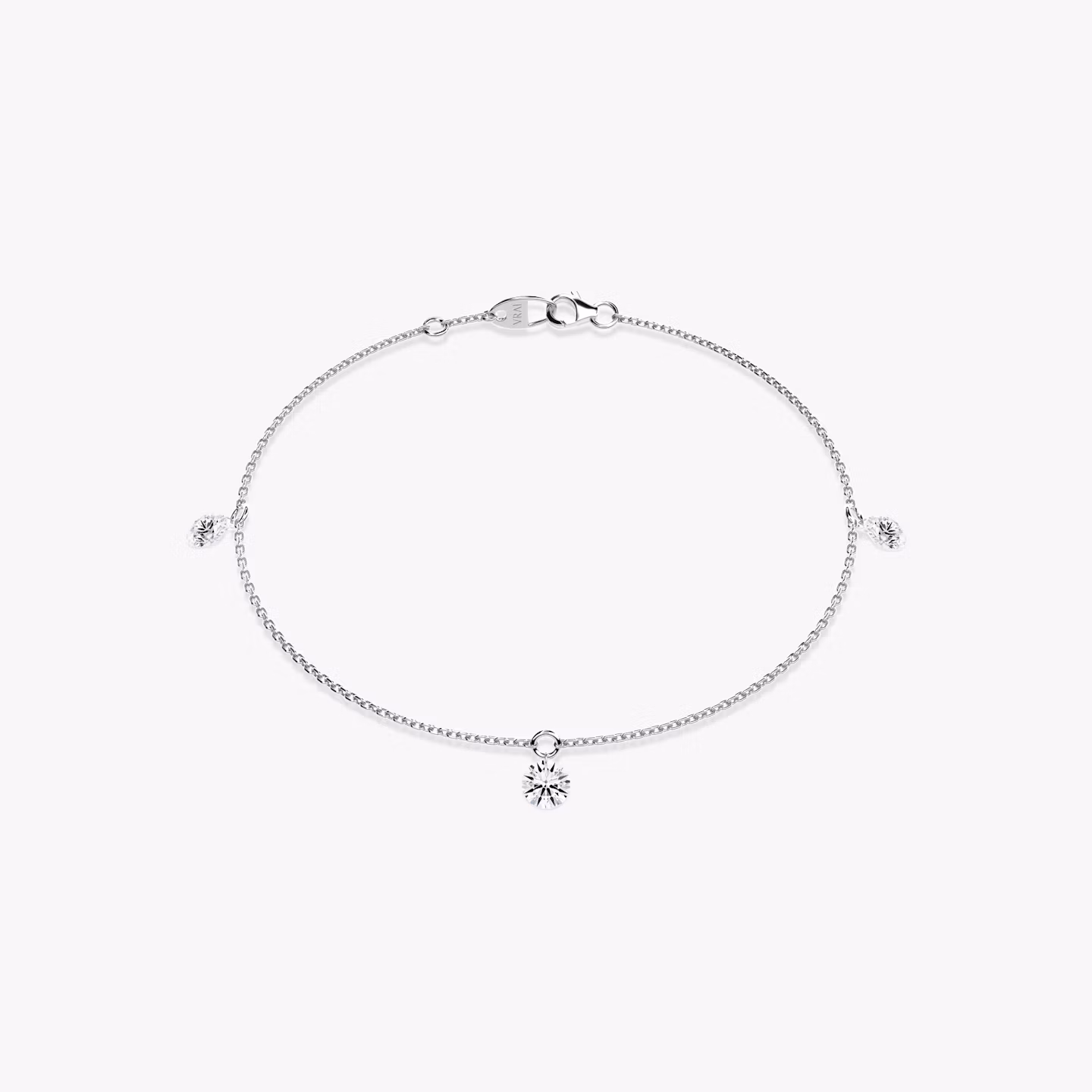 Floating Station Bracelet | Round Brilliant | 14k | White Gold | diamondCount: 3 | diamondSize: original | chainLength: 7