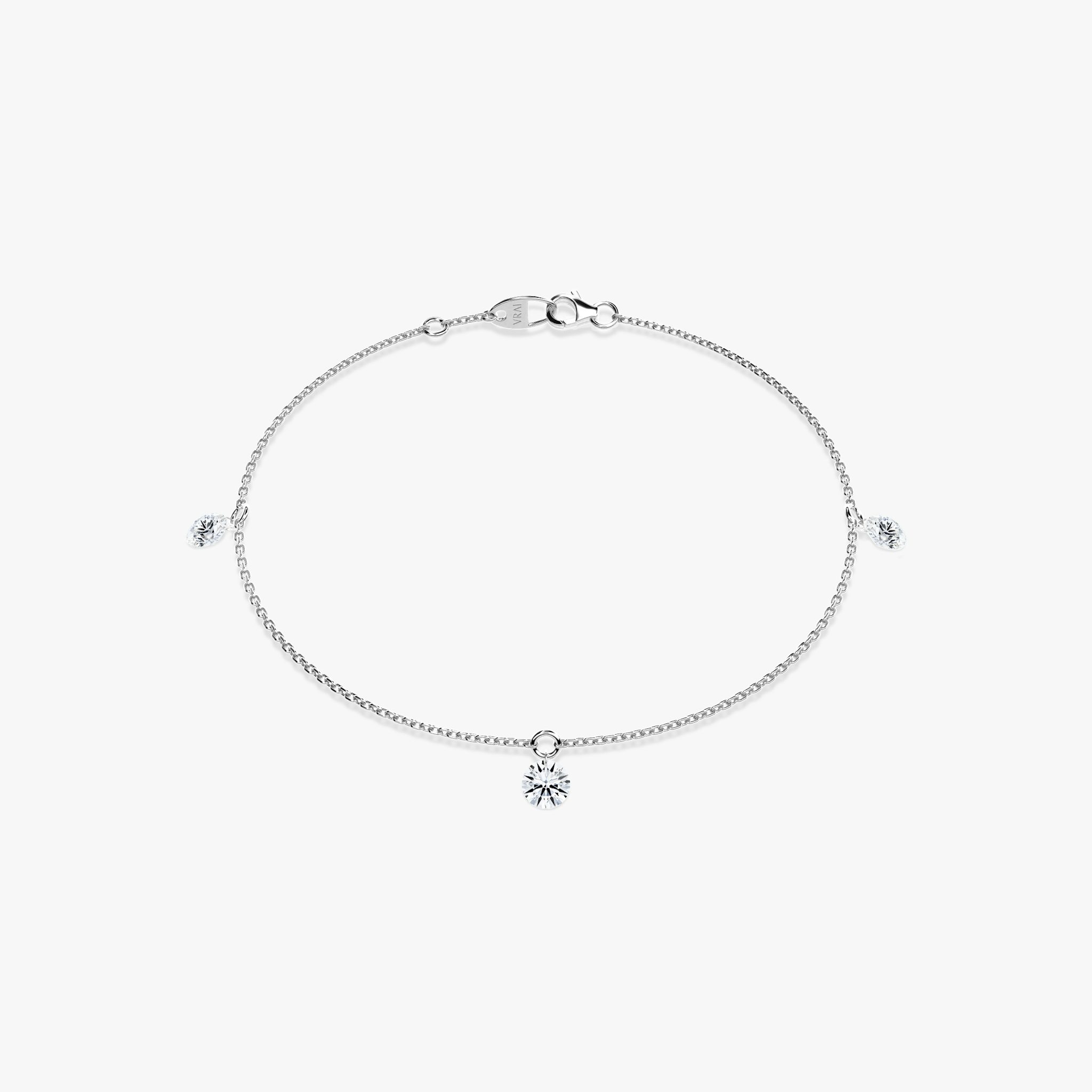 Floating Station Bracelet | Round Brilliant | 14k | White Gold | diamondCount: 3 | diamondSize: original | chainLength: 7