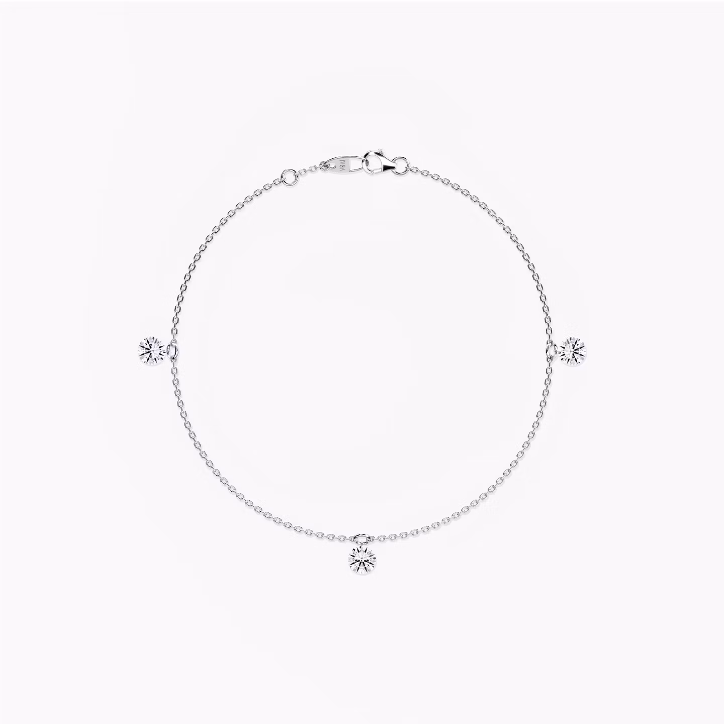 Floating Station Bracelet | Round Brilliant | 14k | White Gold | diamondCount: 3 | diamondSize: original | chainLength: 7