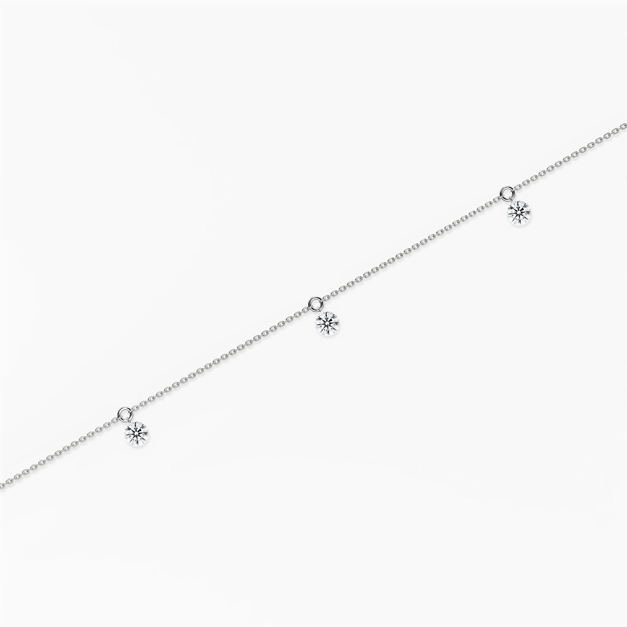 Floating Station Bracelet | Round Brilliant | 14k | White Gold | diamondCount: 3 | diamondSize: original | chainLength: 7