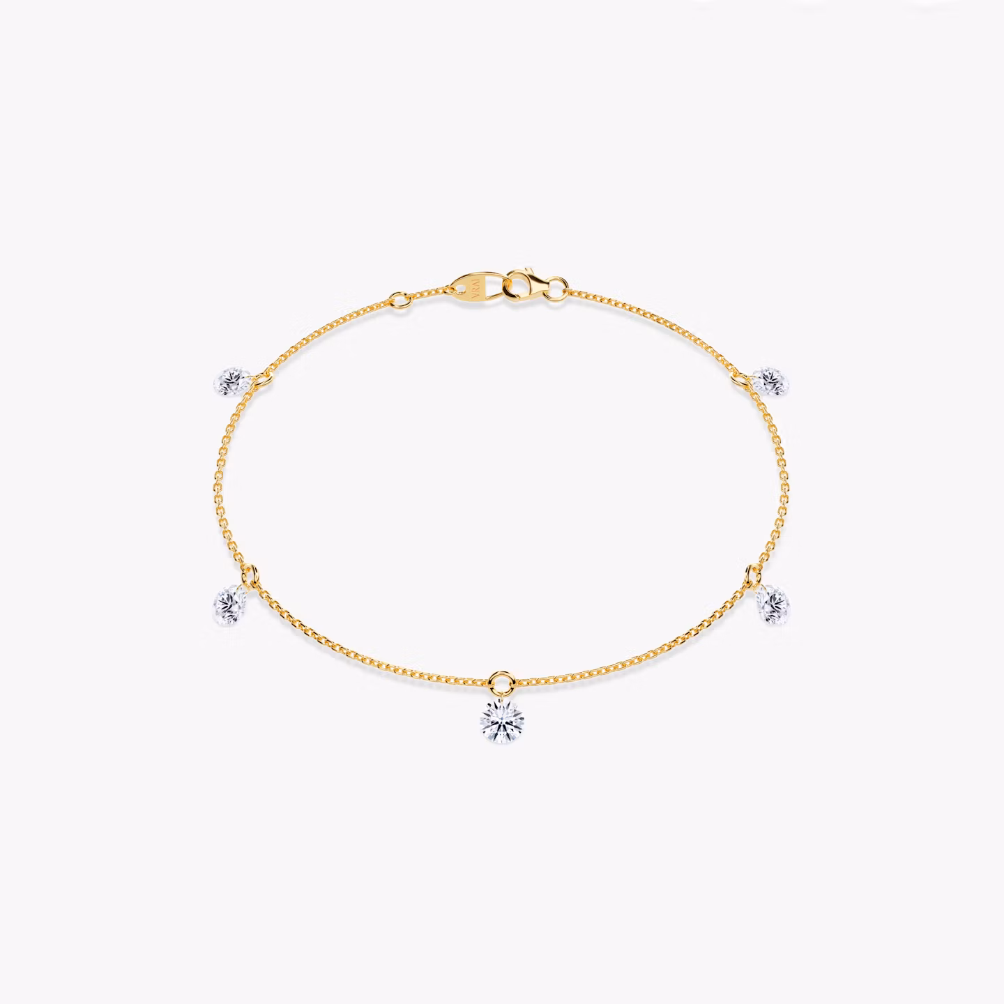 Floating Station Bracelet Round Brilliant | Yellow Gold