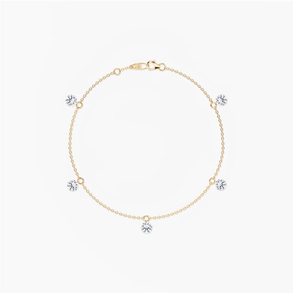 Original Floating Station Bracelet in Yellow Gold | 5 VRAI Created Diamonds