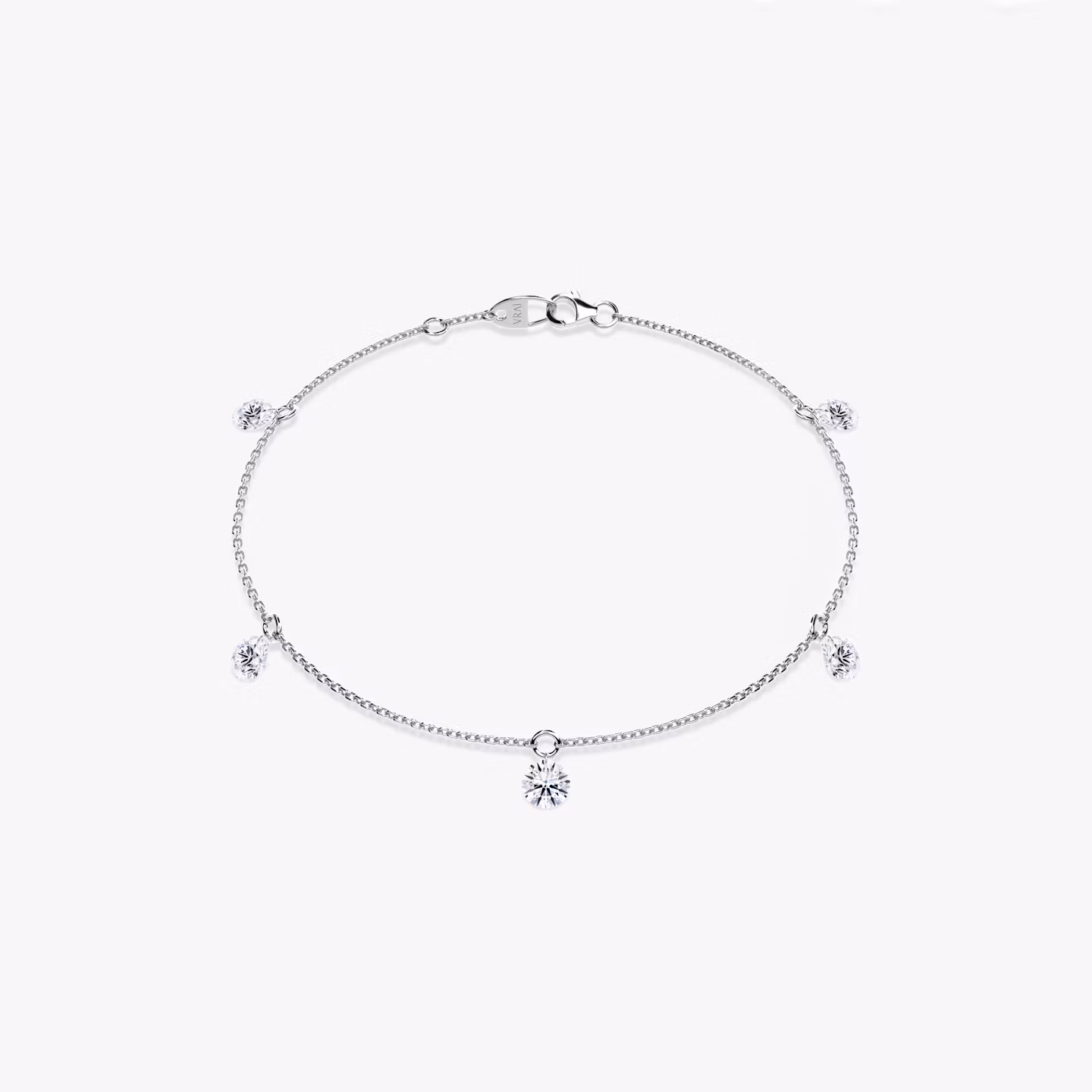Floating Station Bracelet Round Brilliant | White Gold