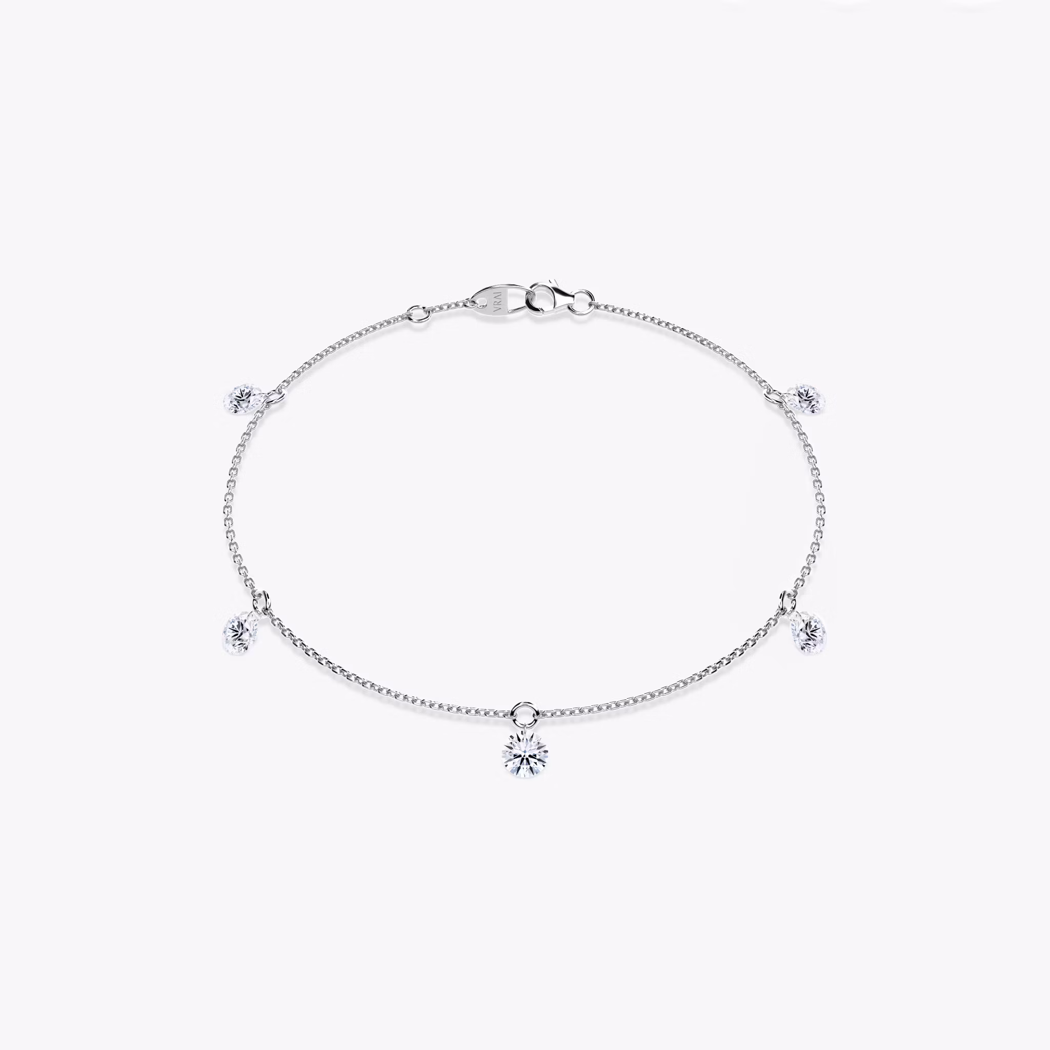 Floating Station Bracelet Round Brilliant | White Gold