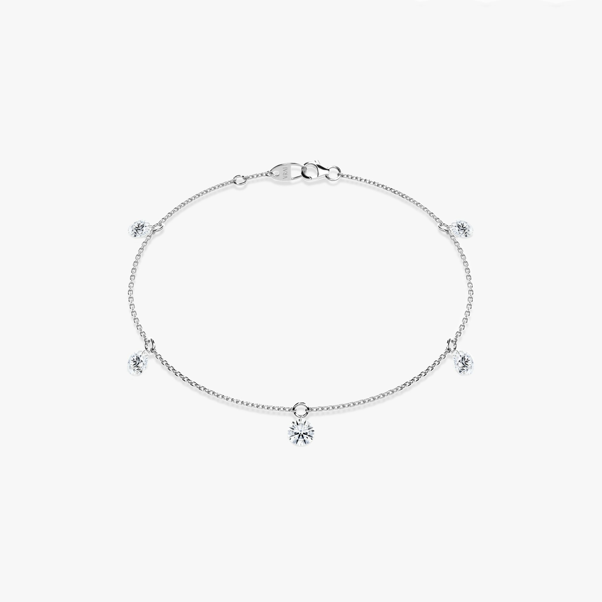 Floating Station Bracelet | Round Brilliant | 14k | White Gold | diamondCount: 5 | diamondSize: original | chainLength: 7