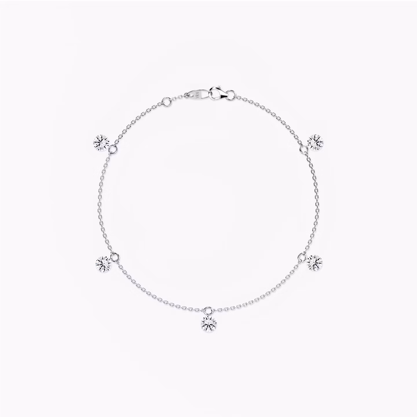 Floating Station Armband | Rund | 14k | Weißgold | diamondCount: 5 | diamondSize: original | chainLength: 7