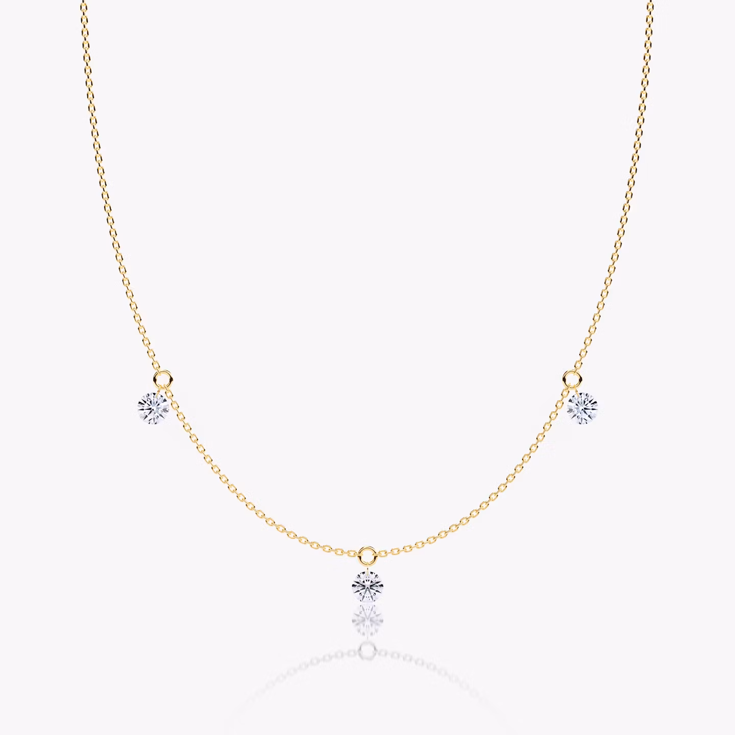 Floating Station Necklace Round Brilliant | Yellow Gold