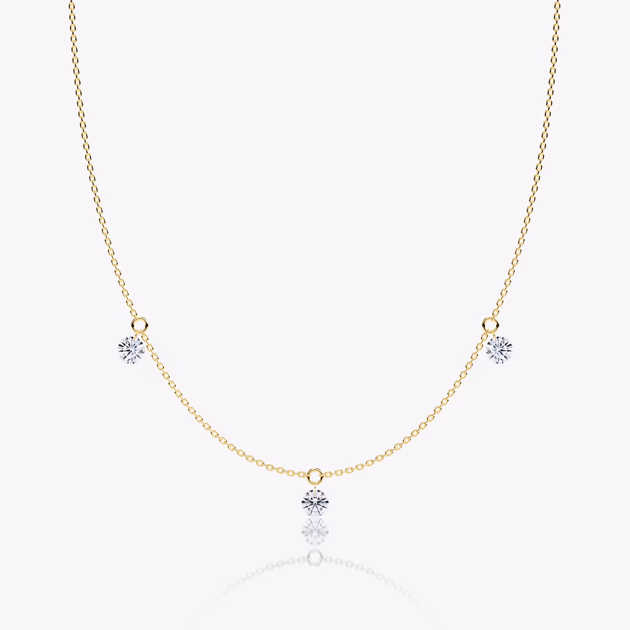 Floating Station Necklace Round Brilliant | Yellow Gold