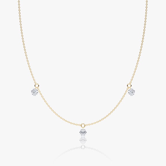 Original Floating Station Necklace in Yellow Gold | 3 VRAI Created Diamonds