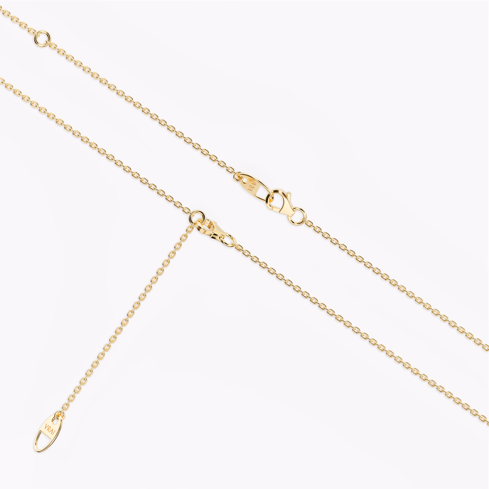 Floating Station Necklace | Round Brilliant | 14k | Yellow Gold | diamondCount: 5 | diamondSize: original | chainLength: 16-18
