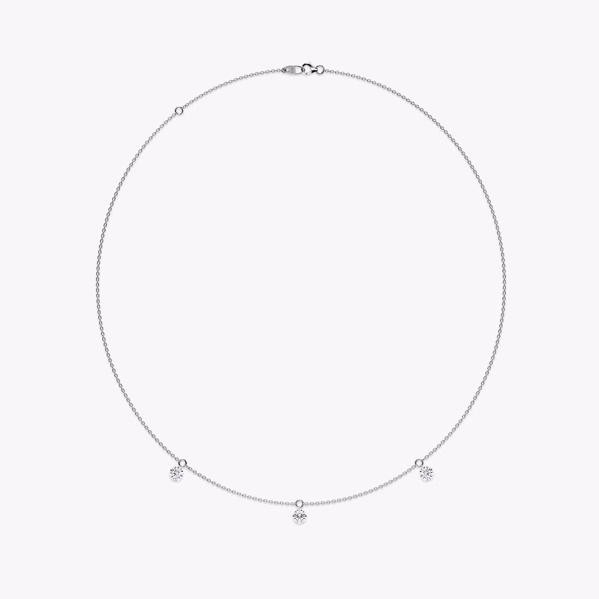 Floating Station Necklace | Round Brilliant | 14k | White Gold | diamondCount: 3 | diamondSize: original | chainLength: 16-18
