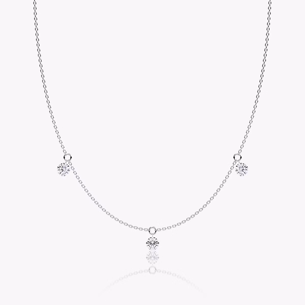 Floating Station Necklace | Round Brilliant | 14k | White Gold | diamondCount: 3 | diamondSize: original | chainLength: 16-18