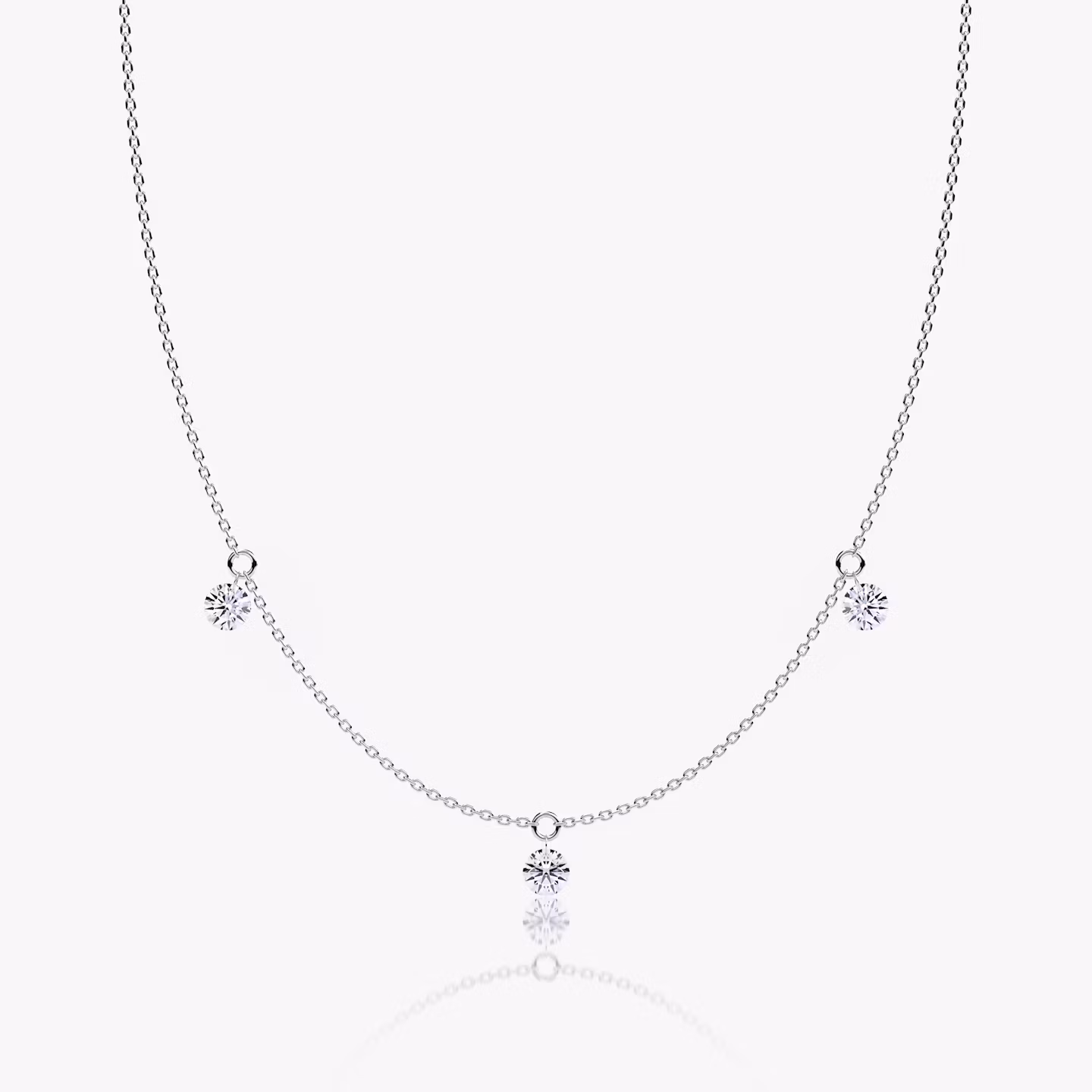 Floating Station Necklace Round Brilliant | White Gold