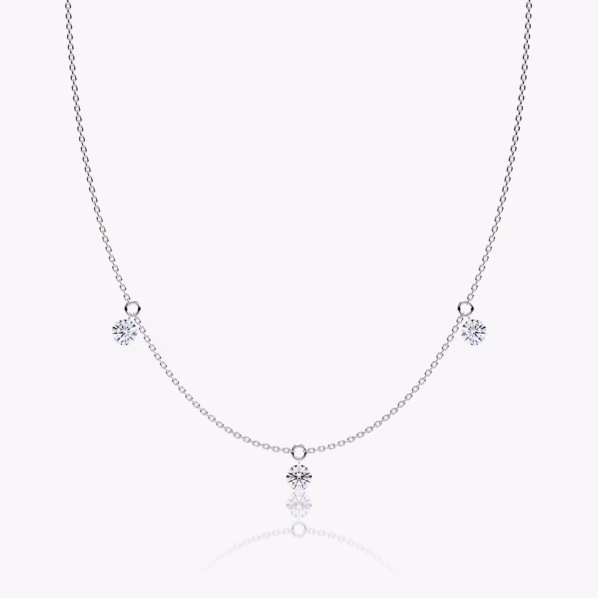 Floating Station Necklace Round Brilliant | White Gold