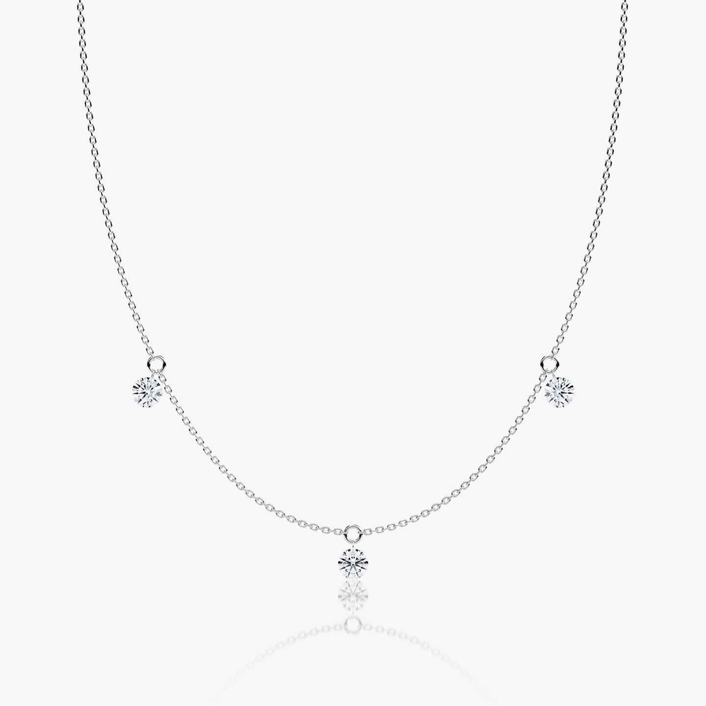 Floating Station Necklace | Round Brilliant | 14k | White Gold | diamondCount: 3 | diamondSize: original | chainLength: 16-18