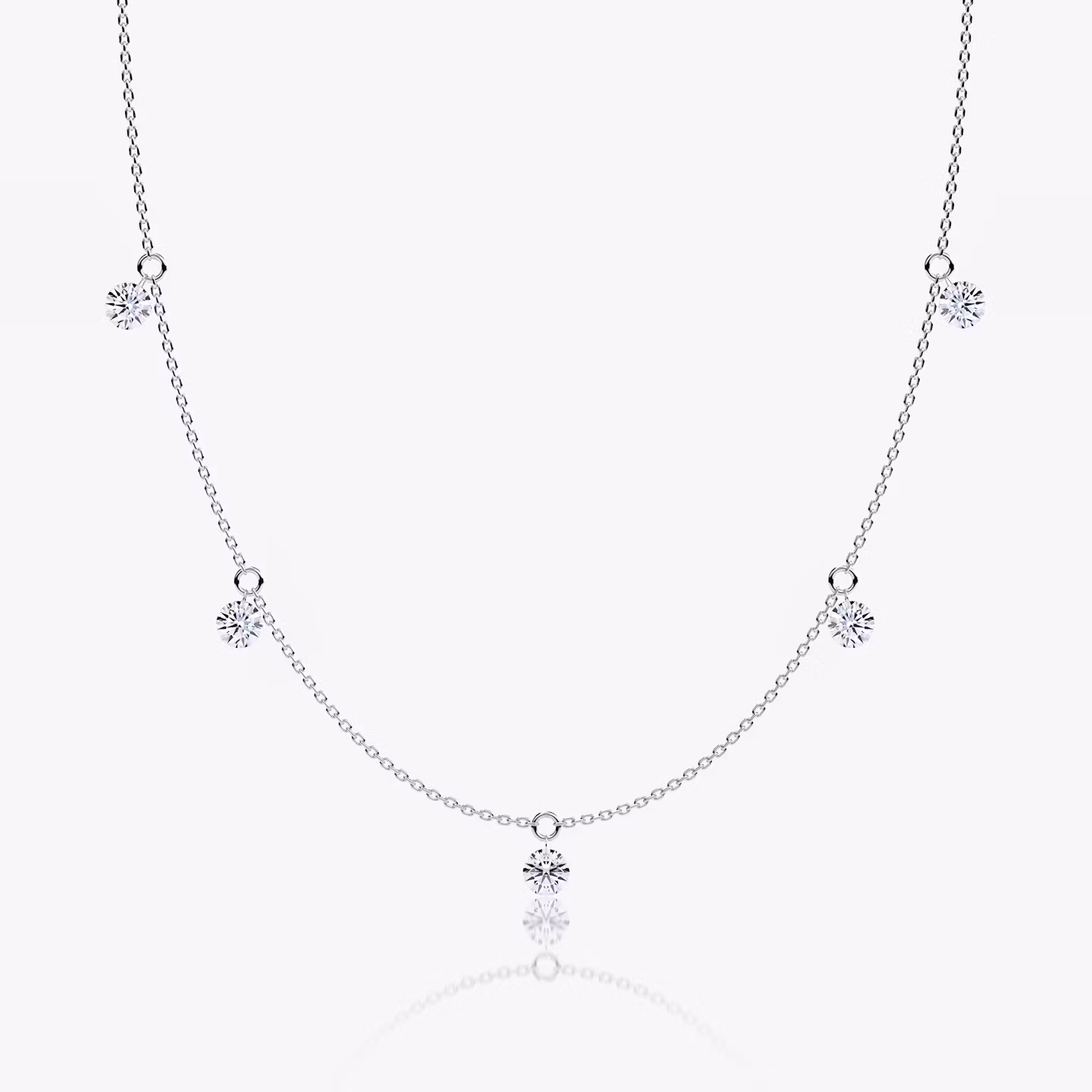 Floating Station Necklace Round Brilliant | White Gold