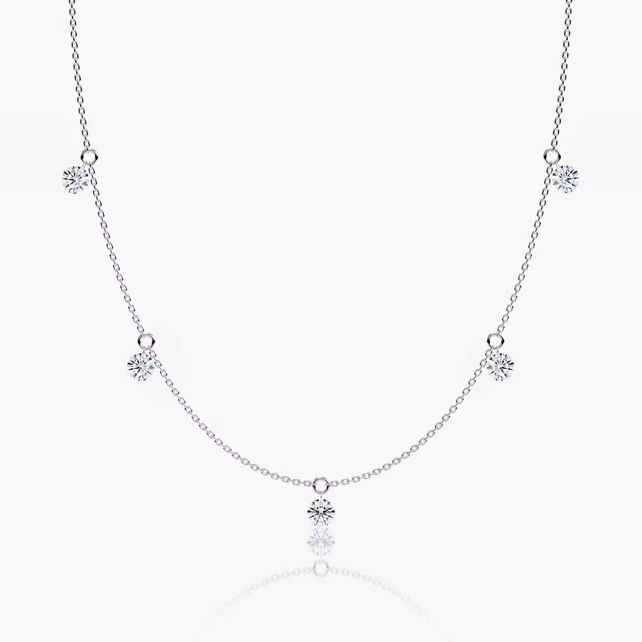 Floating Station Necklace Round Brilliant | White Gold
