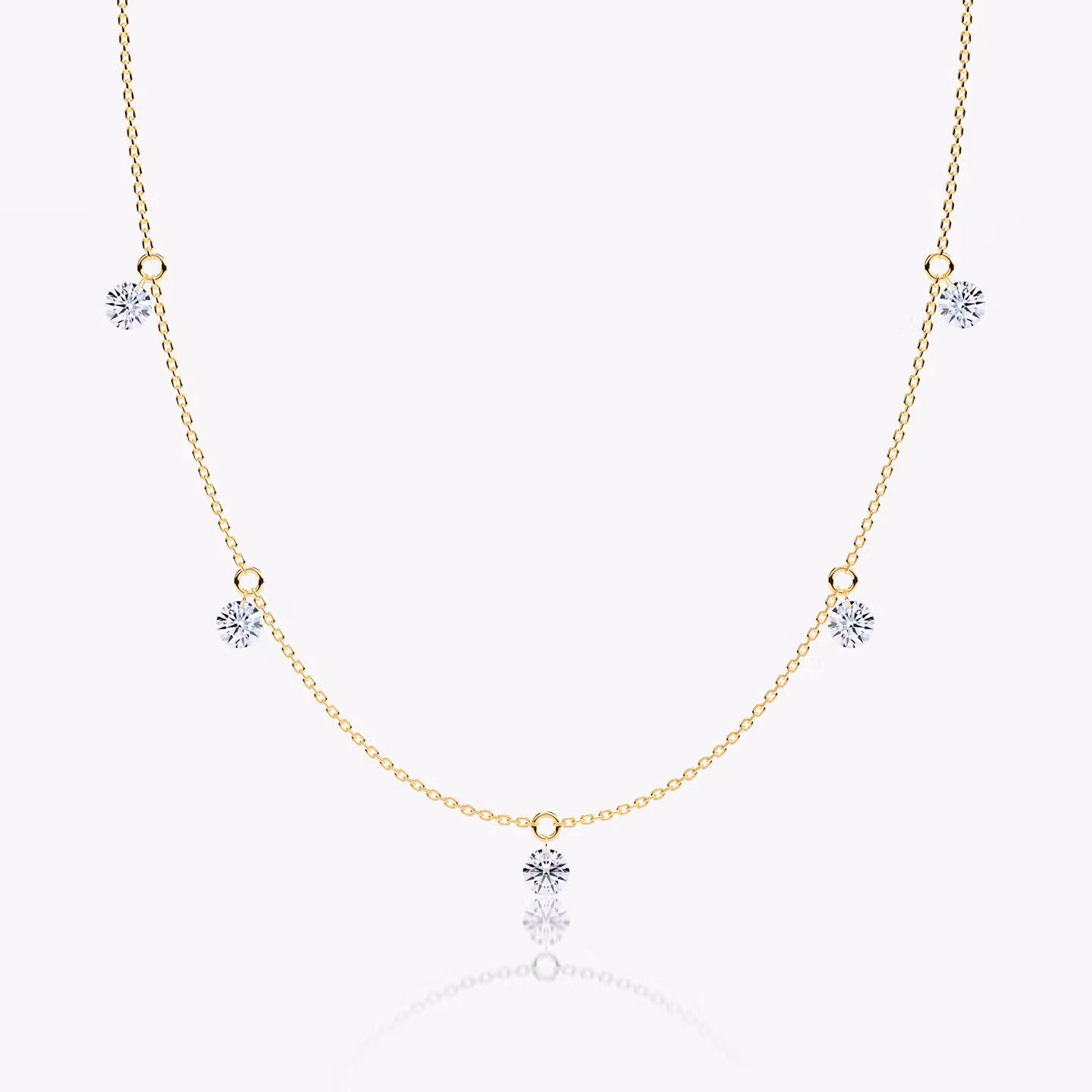 Floating Station Necklace Round Brilliant | Yellow Gold