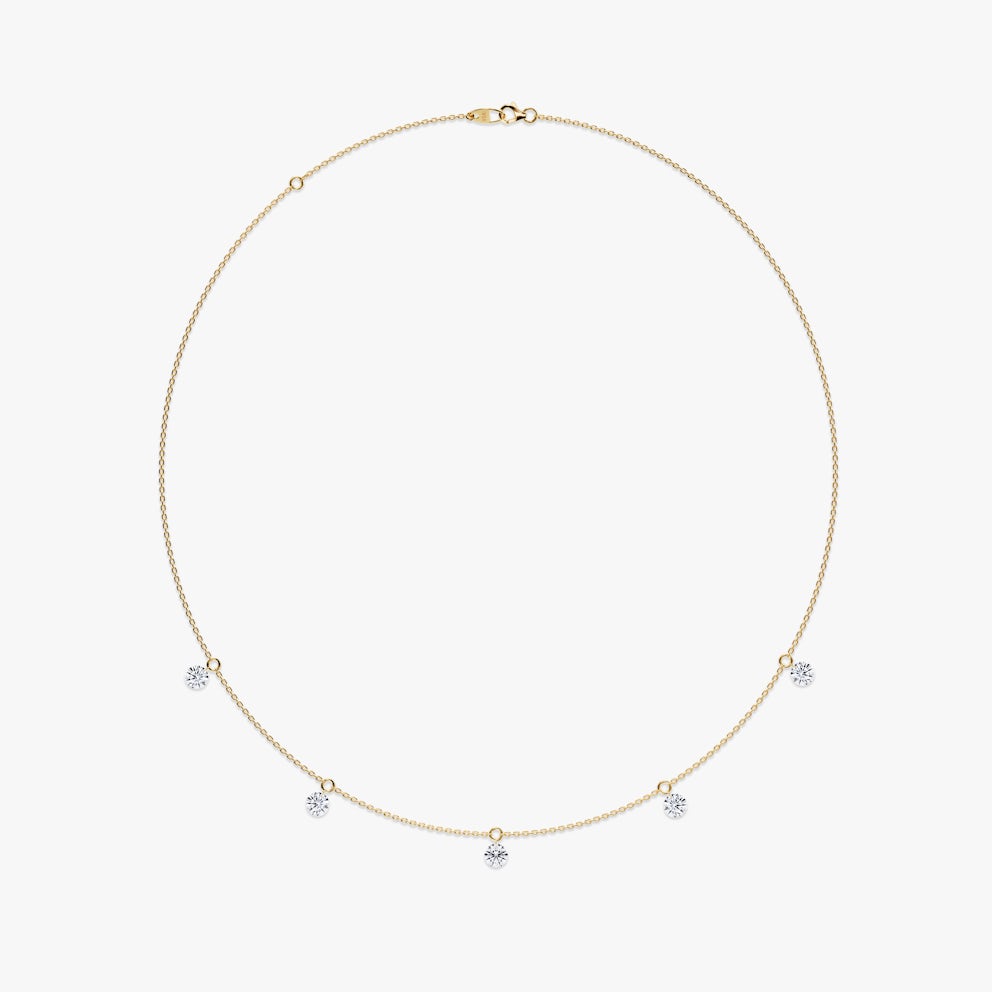 Original Floating Station Necklace in Yellow Gold | 5 VRAI Created Diamonds