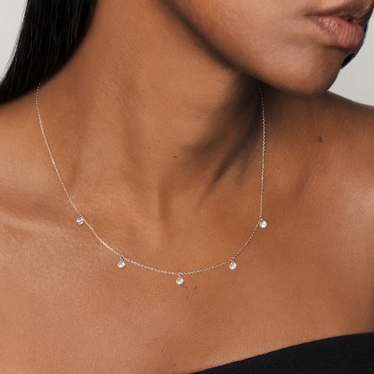 Original Floating Station Necklace in Yellow Gold | 5 VRAI Created Diamonds