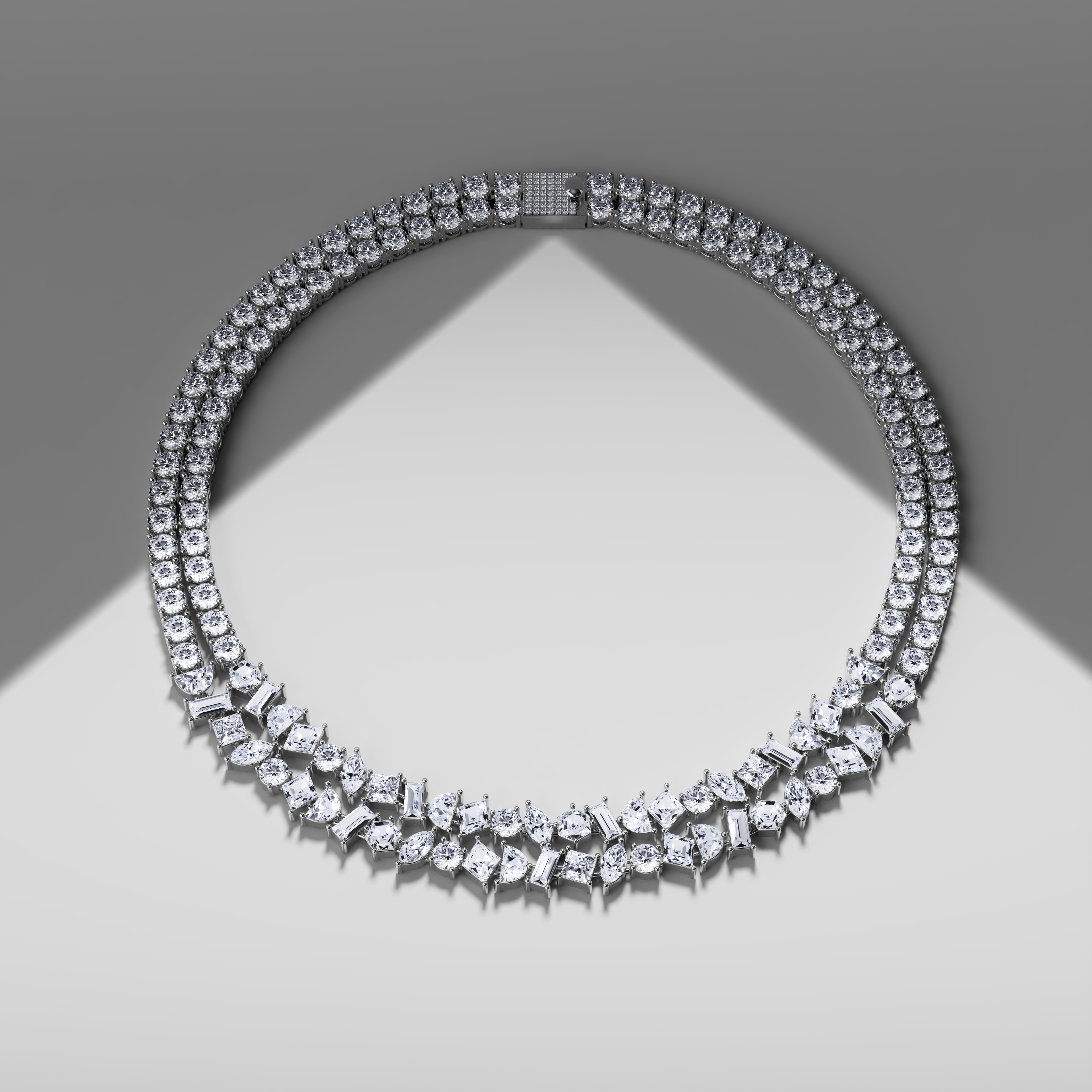 Mixed Shape Double Strand Tennis Necklace | VRAI