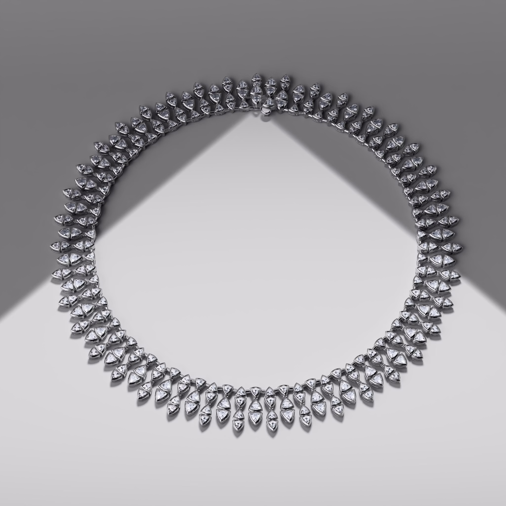 Trillion Cascade Necklace | Trillion | 14k | White Gold | chainLength: 15.5