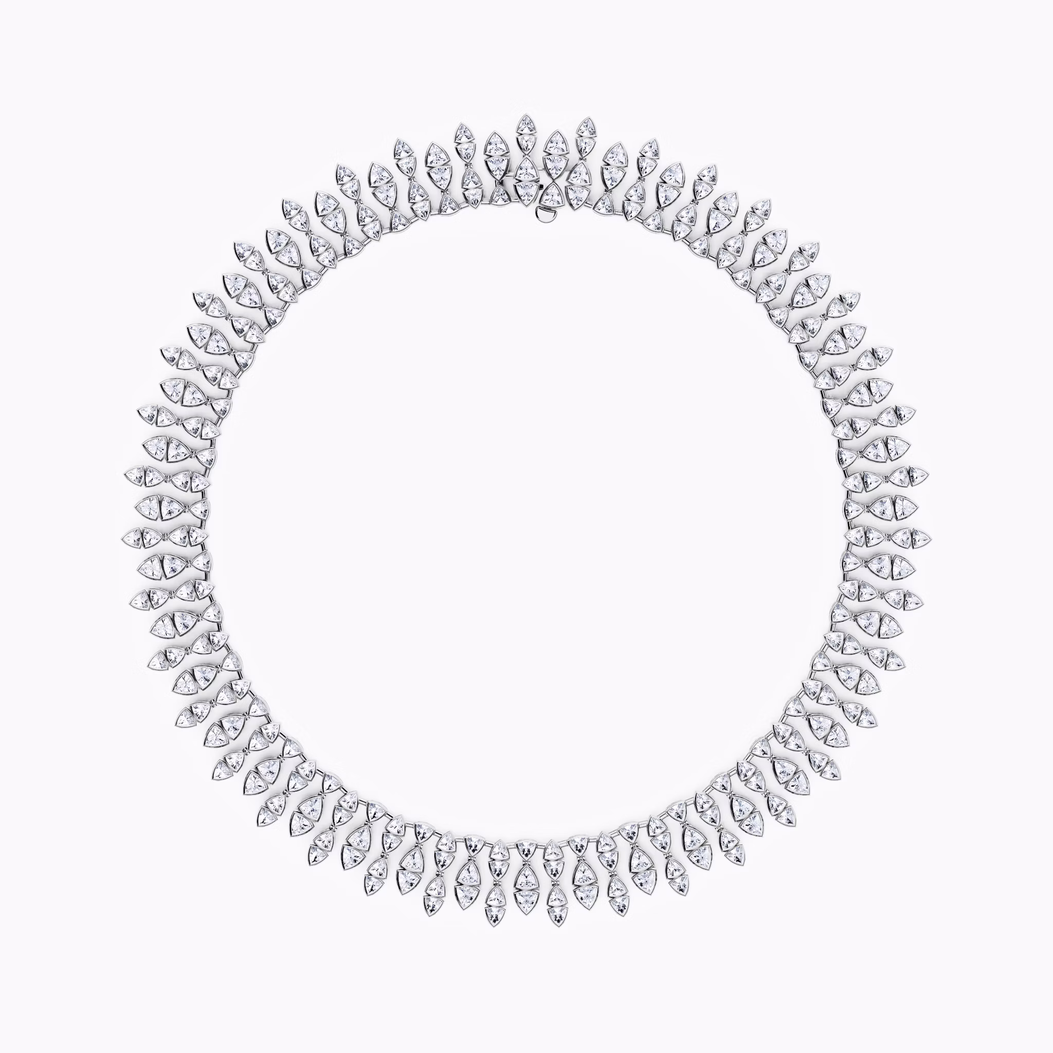 Trillion Cascade Necklace | Trillion | 14k | White Gold | chainLength: 15.5