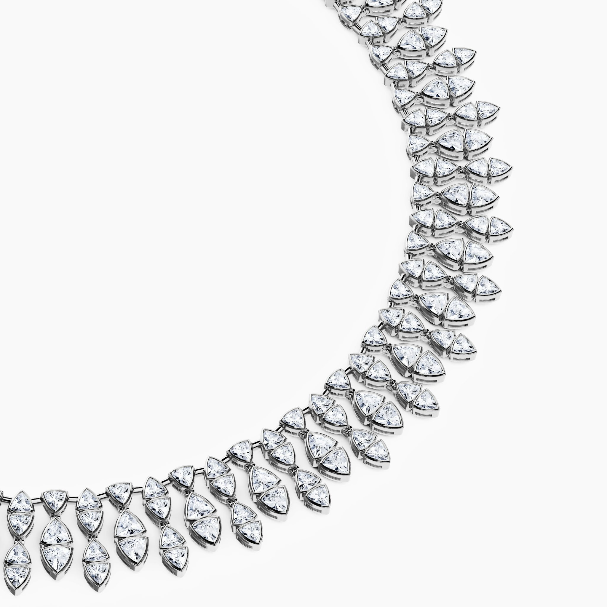 Trillion Cascade Necklace | Trillion | 14k | White Gold | chainLength: 15.5