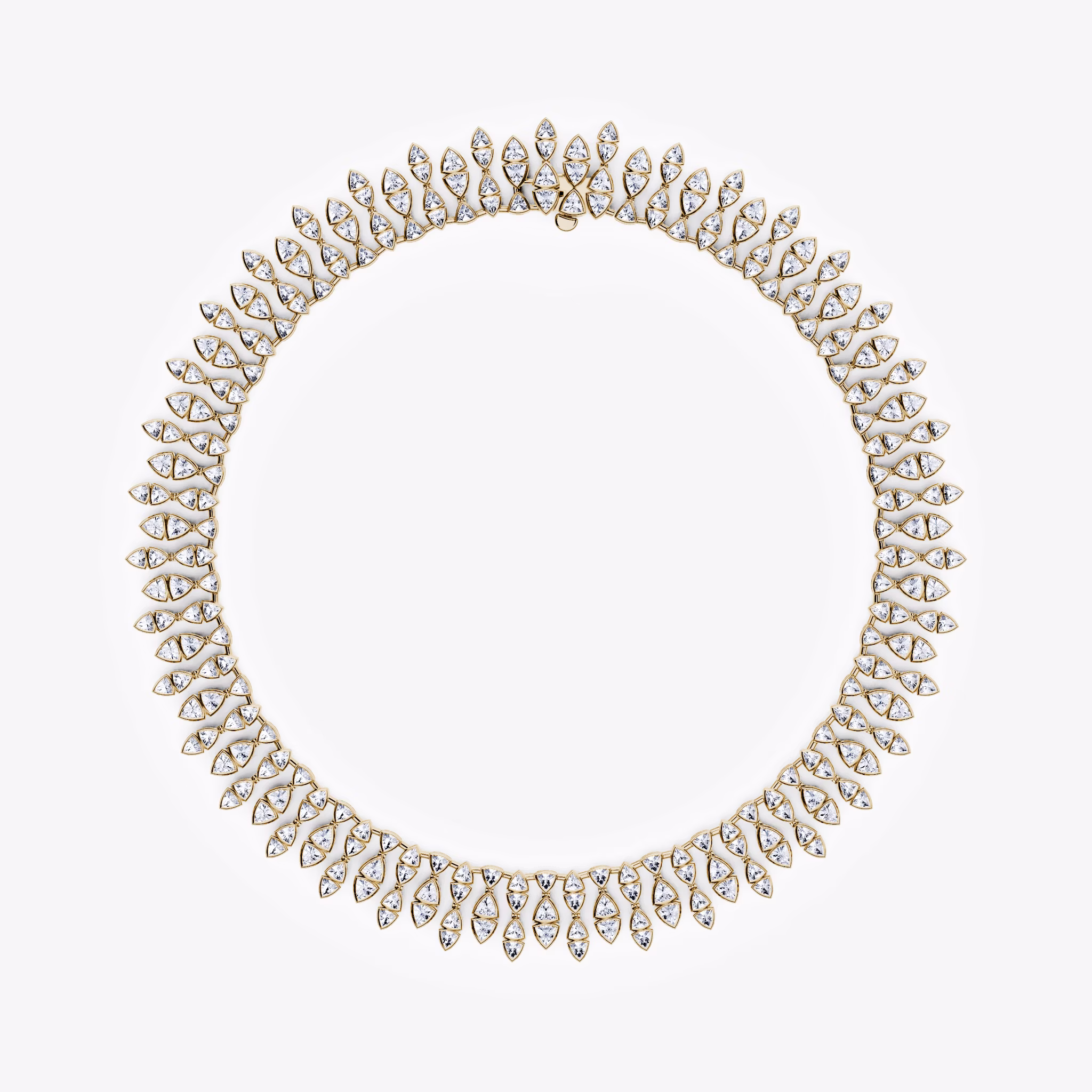 Trillion Cascade Necklace | Trillion | 14k | Yellow Gold | chainLength: 15.5
