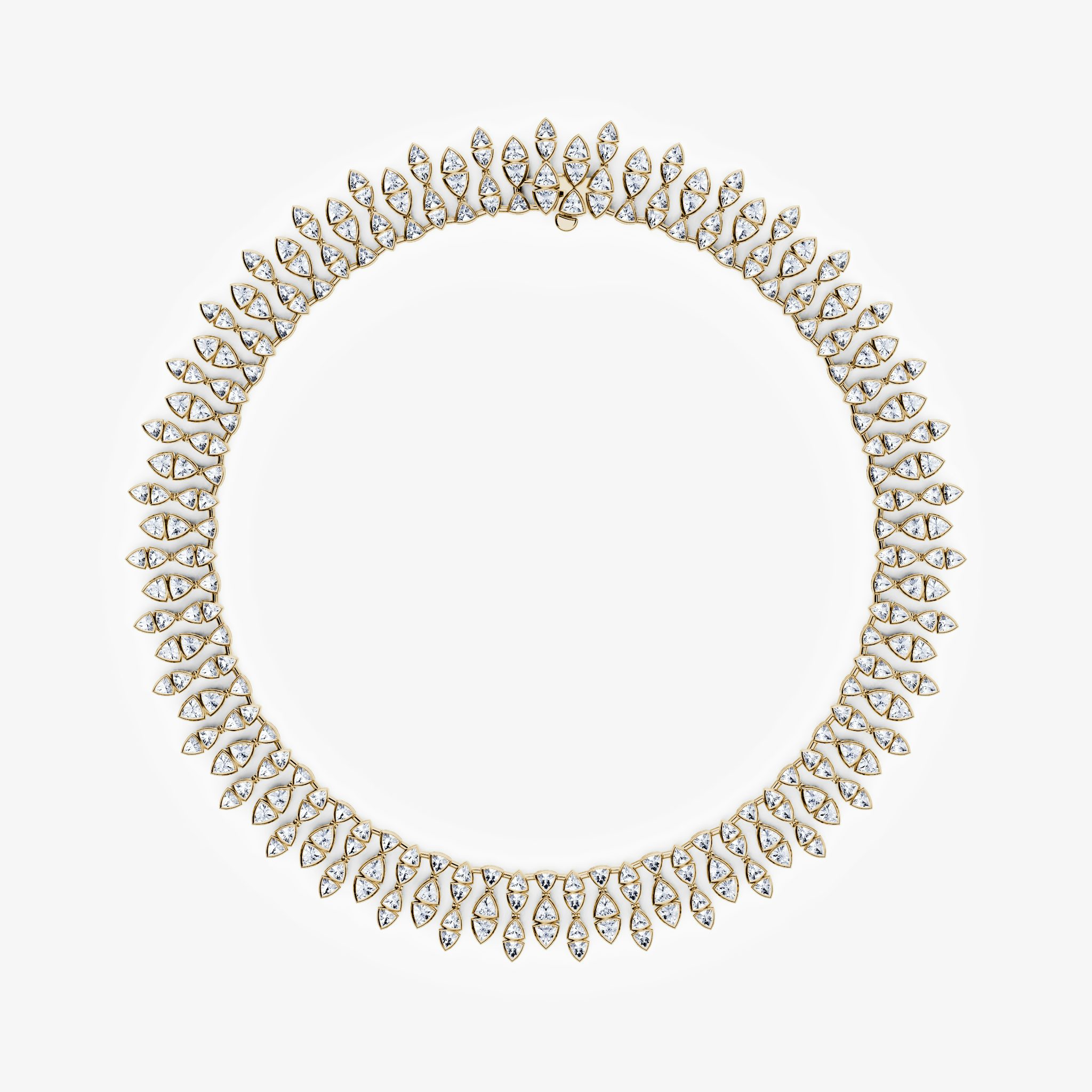 Trillion Cascade Necklace | Trillion | 14k | Yellow Gold | chainLength: 15.5