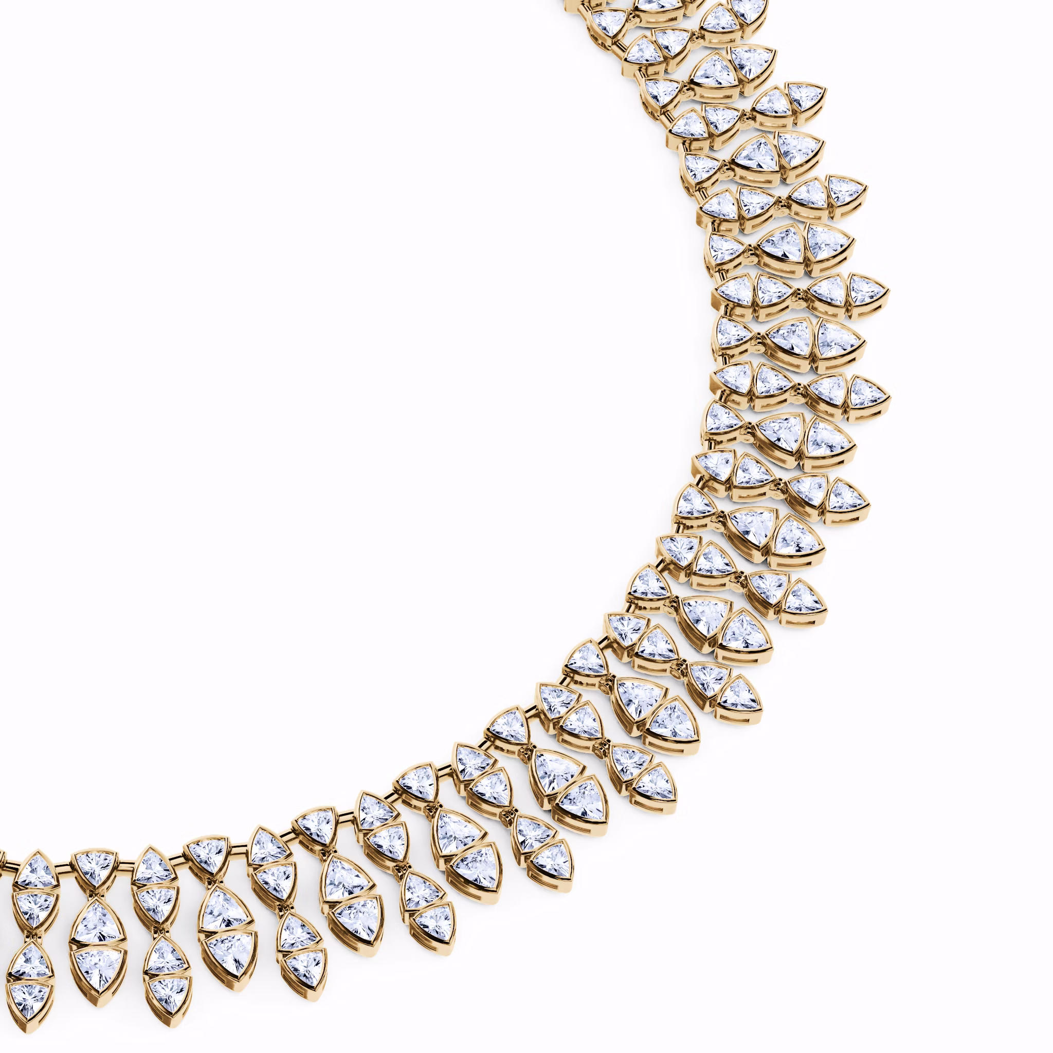 Trillion Cascade Necklace | Trillion | 14k | Yellow Gold | chainLength: 15.5