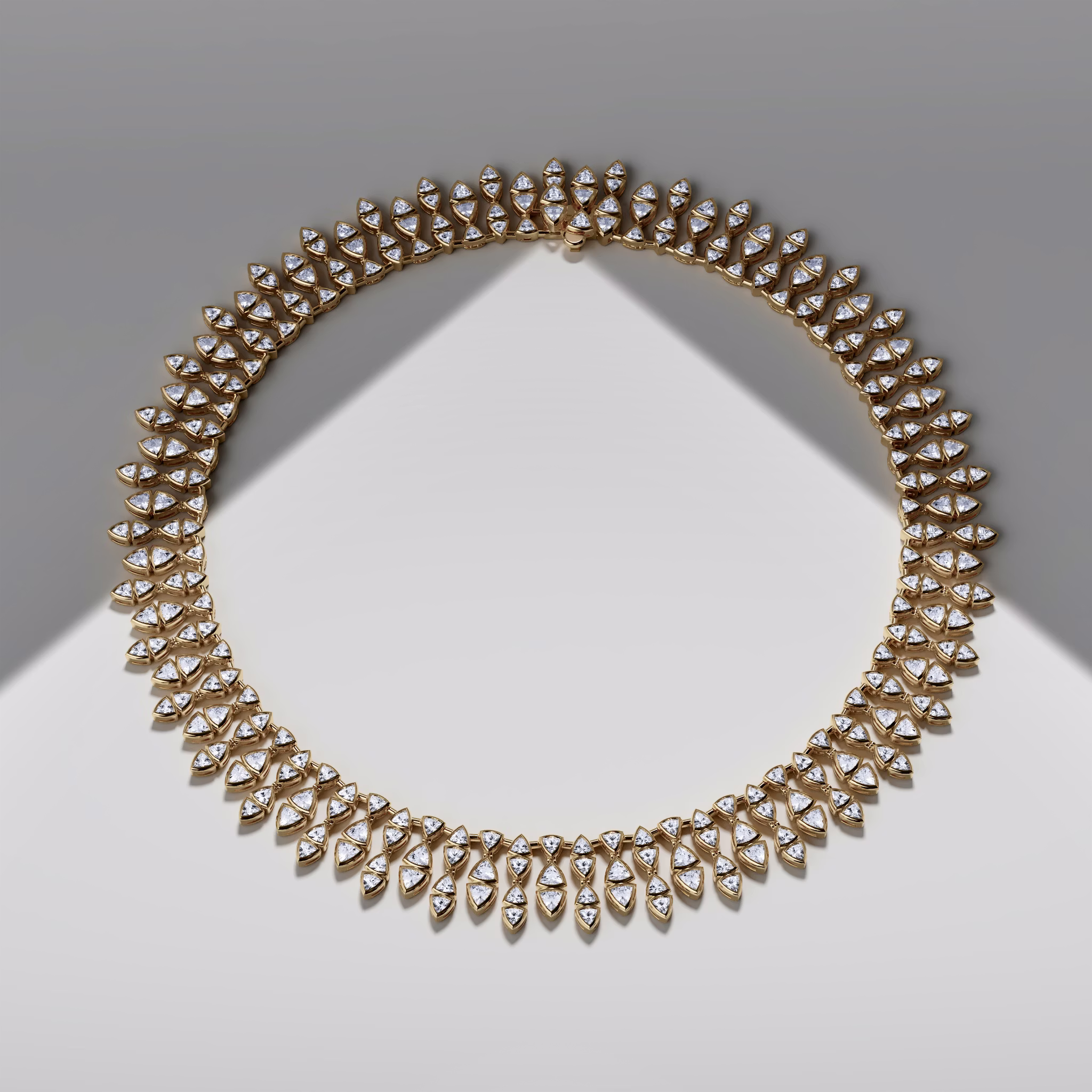 Trillion Cascade Necklace | Trillion | 14k | Yellow Gold | chainLength: 15.5