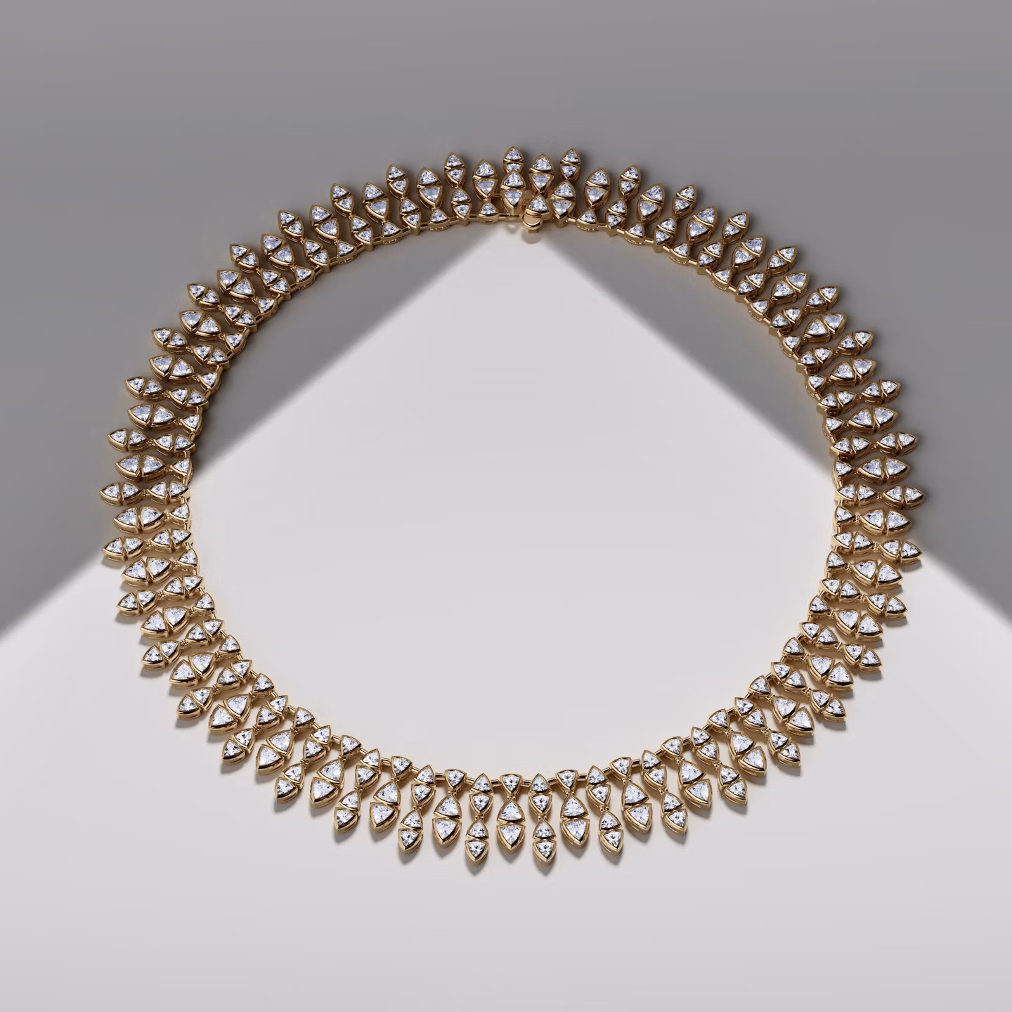 Trillion Cascade Necklace | Trillion | 14k | Yellow Gold | chainLength: 15.5