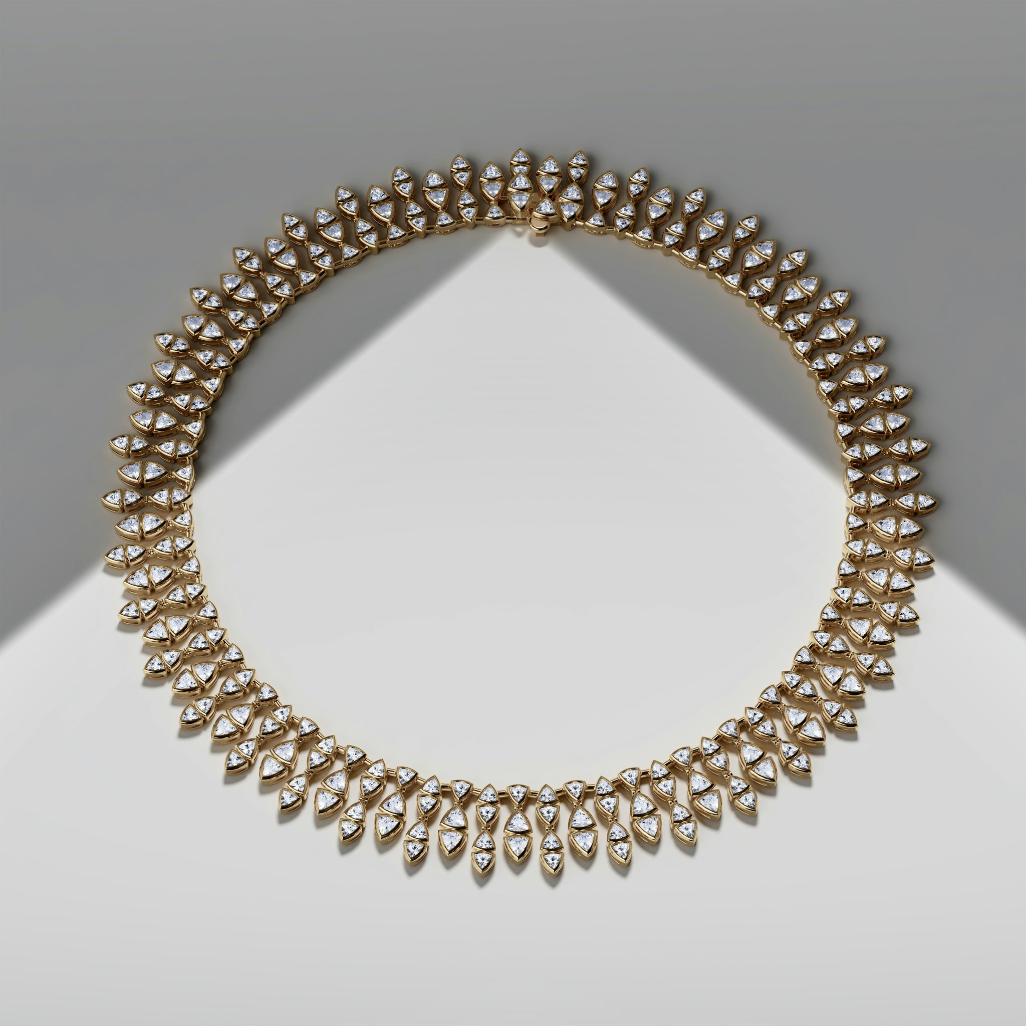 Trillion Cascade Necklace | Trillion | 14k | Yellow Gold | chainLength: 15.5