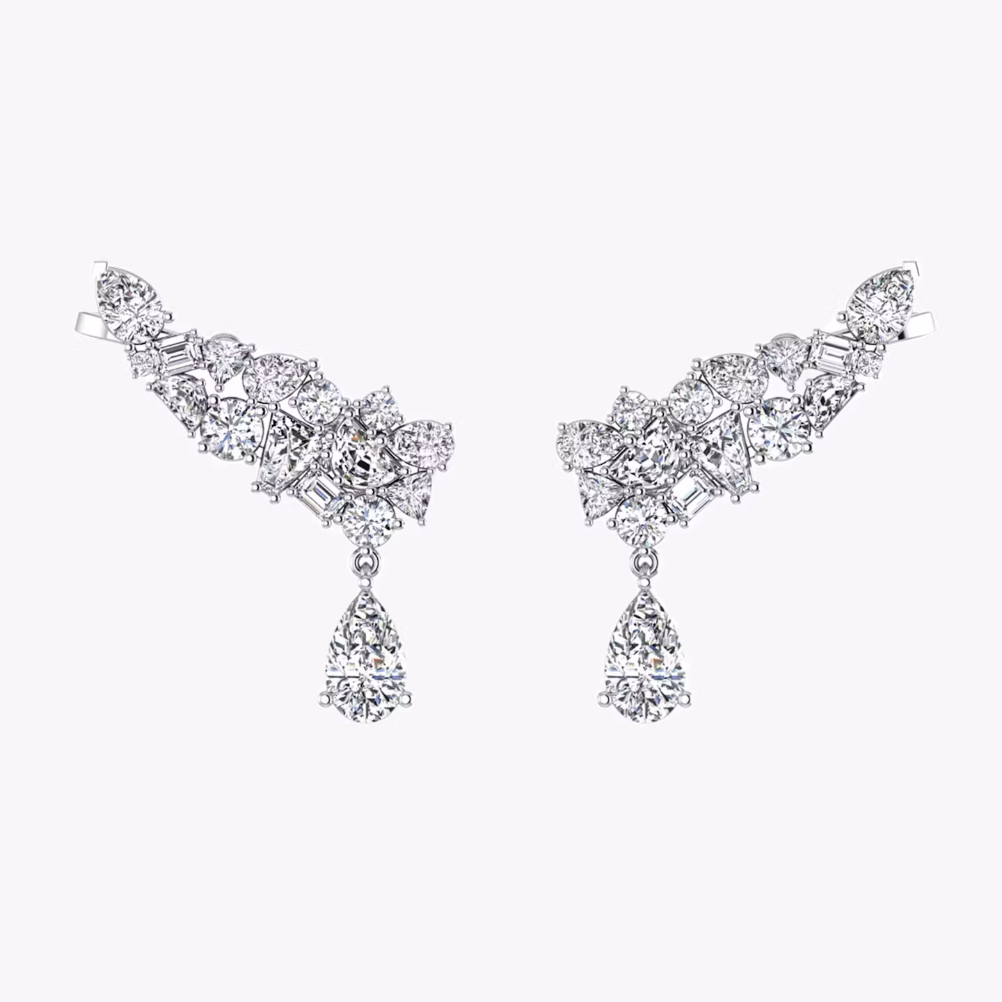 Mixed Shape Pear Drop Climbers | Poire | 14k | Or blanc