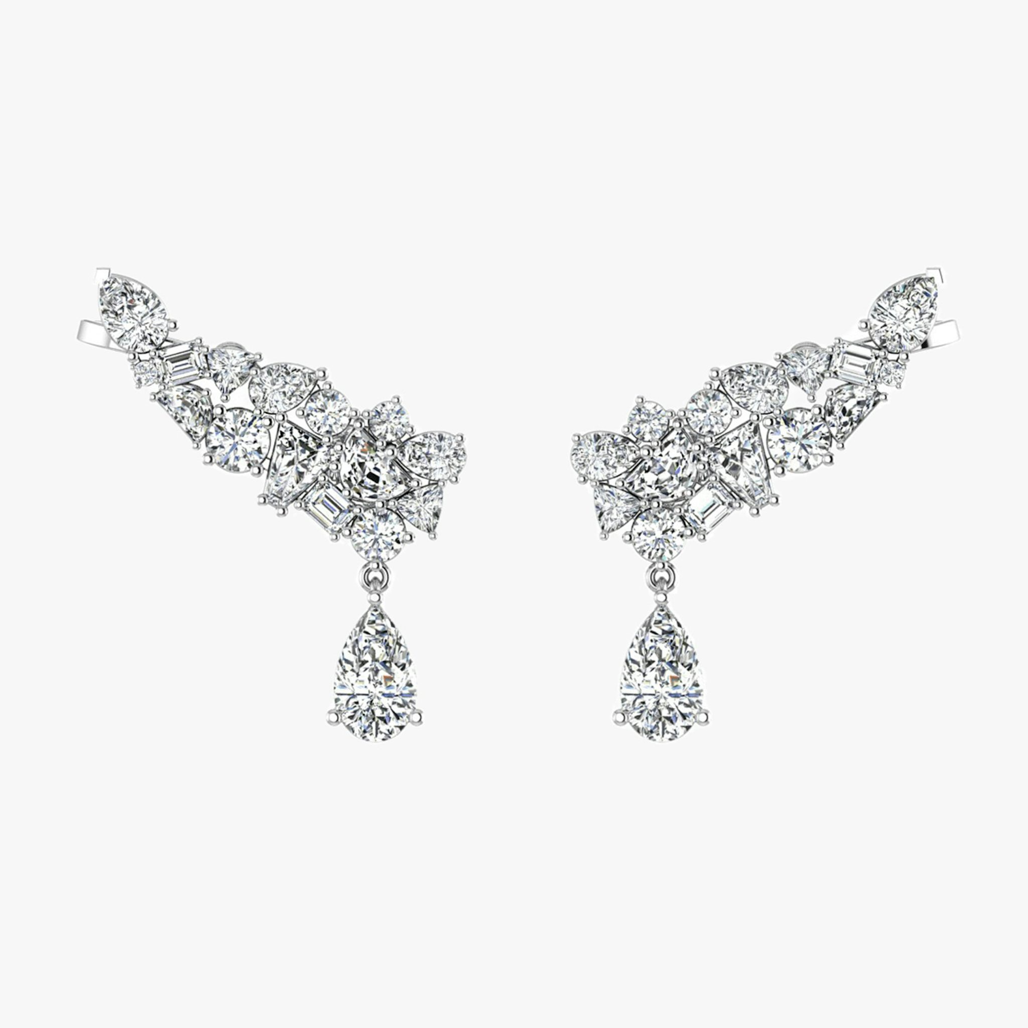 Mixed Shape Pear Drop Climbers | Pear | 14k | White Gold