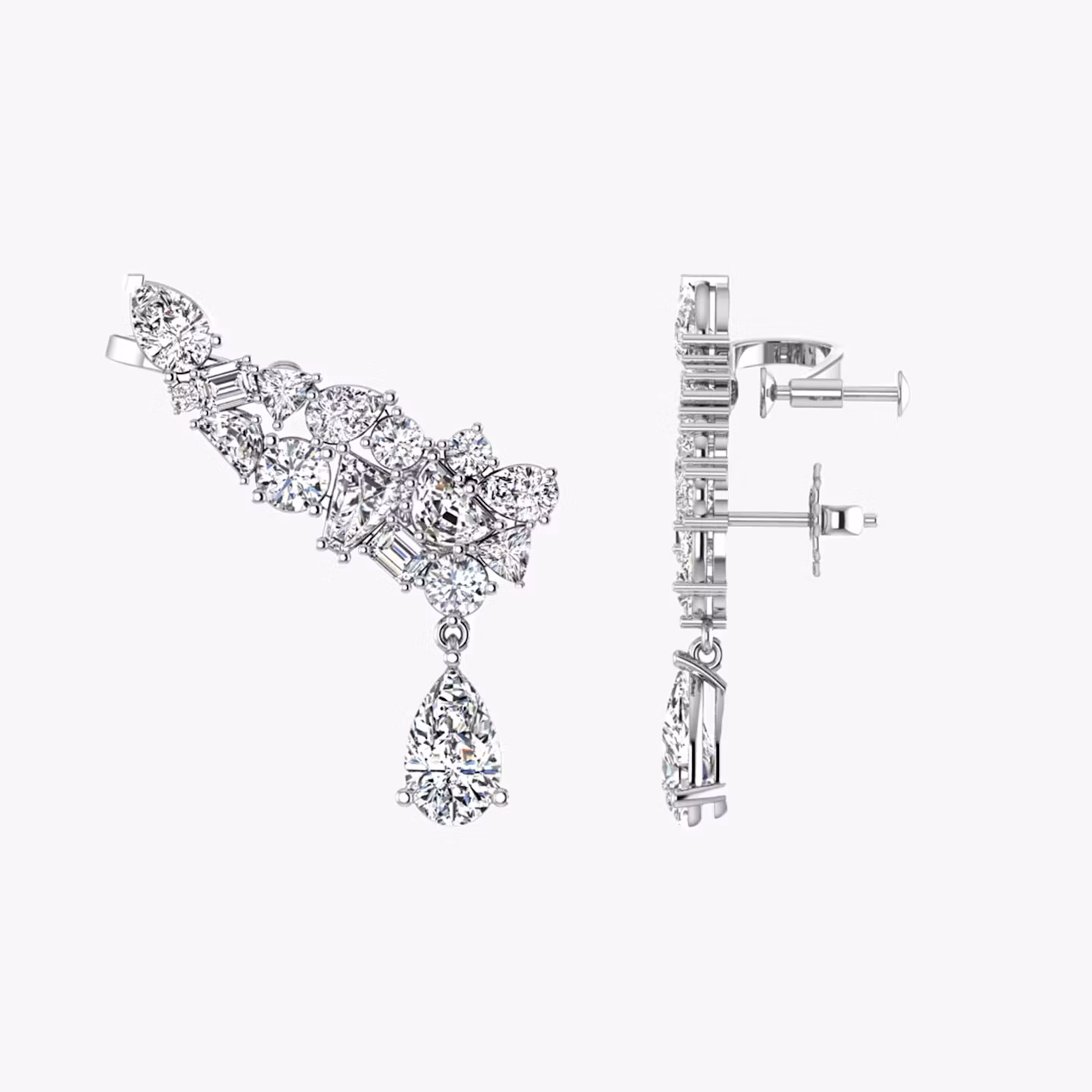 Mixed Shape Pear Drop Climbers | Poire | 14k | Or blanc