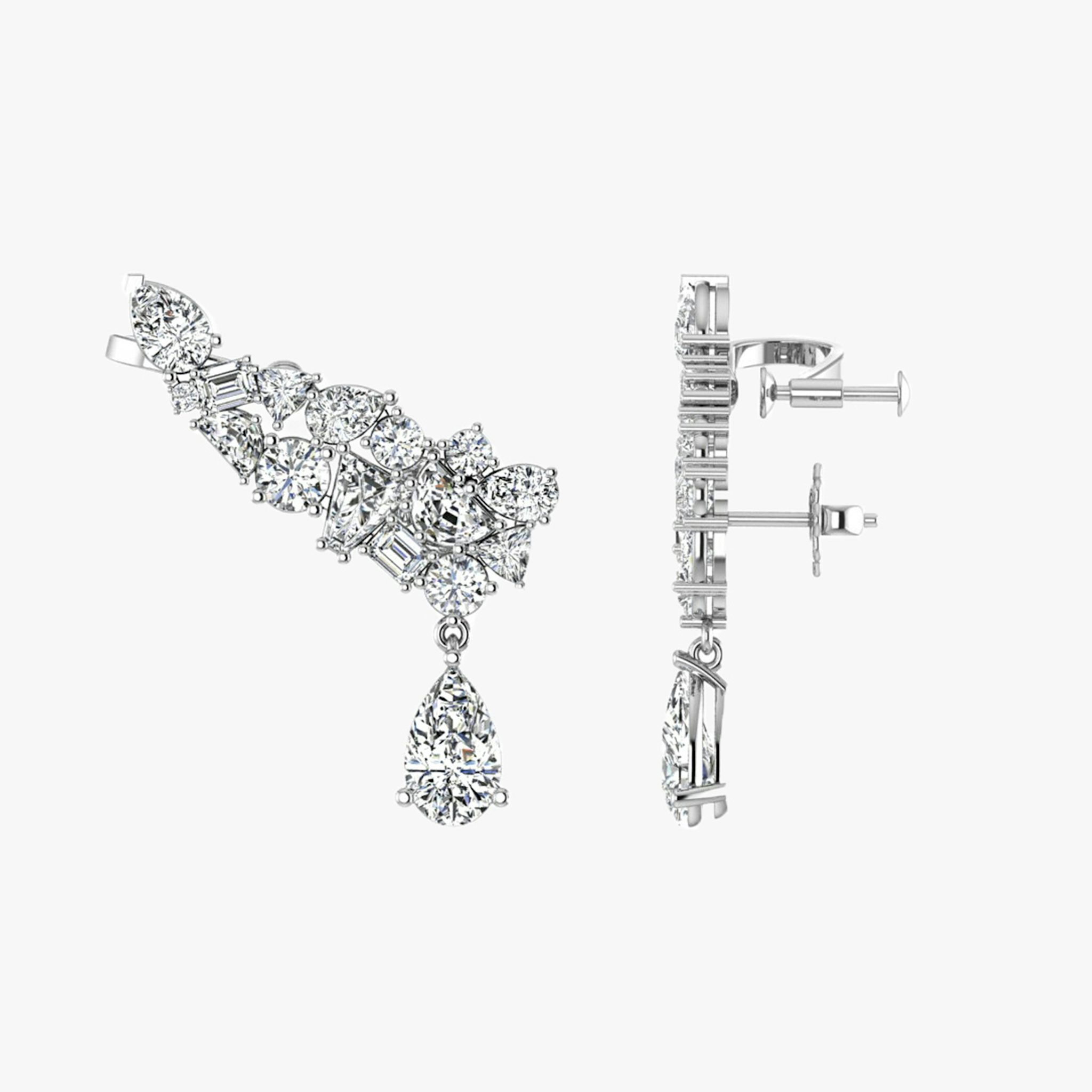 Mixed Shape Pear Drop Climbers | Pear | 14k | White Gold