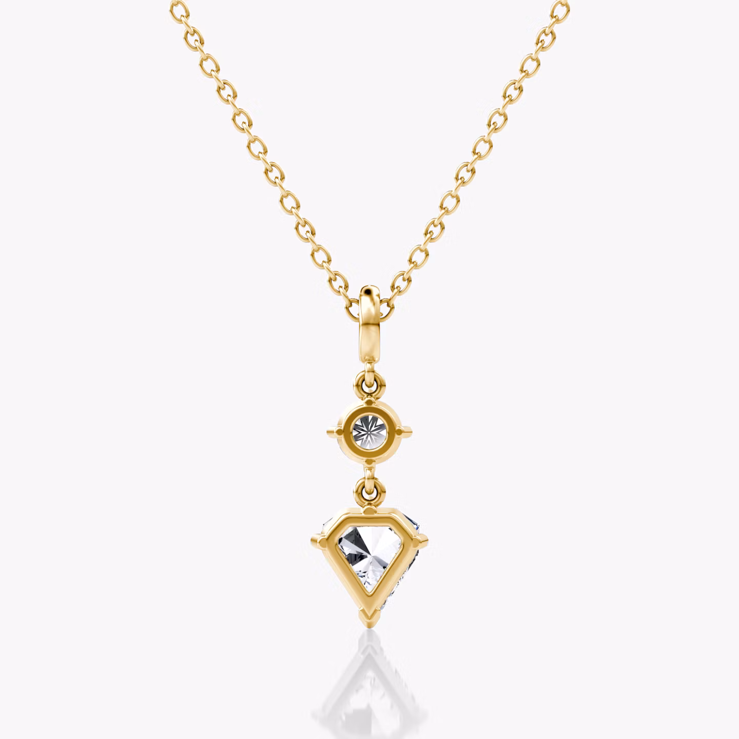 Duo Shield Drop Pendant | Shield | 14k | Yellow Gold | diamondtype: round-brilliant+shield | chainLength: 18-20