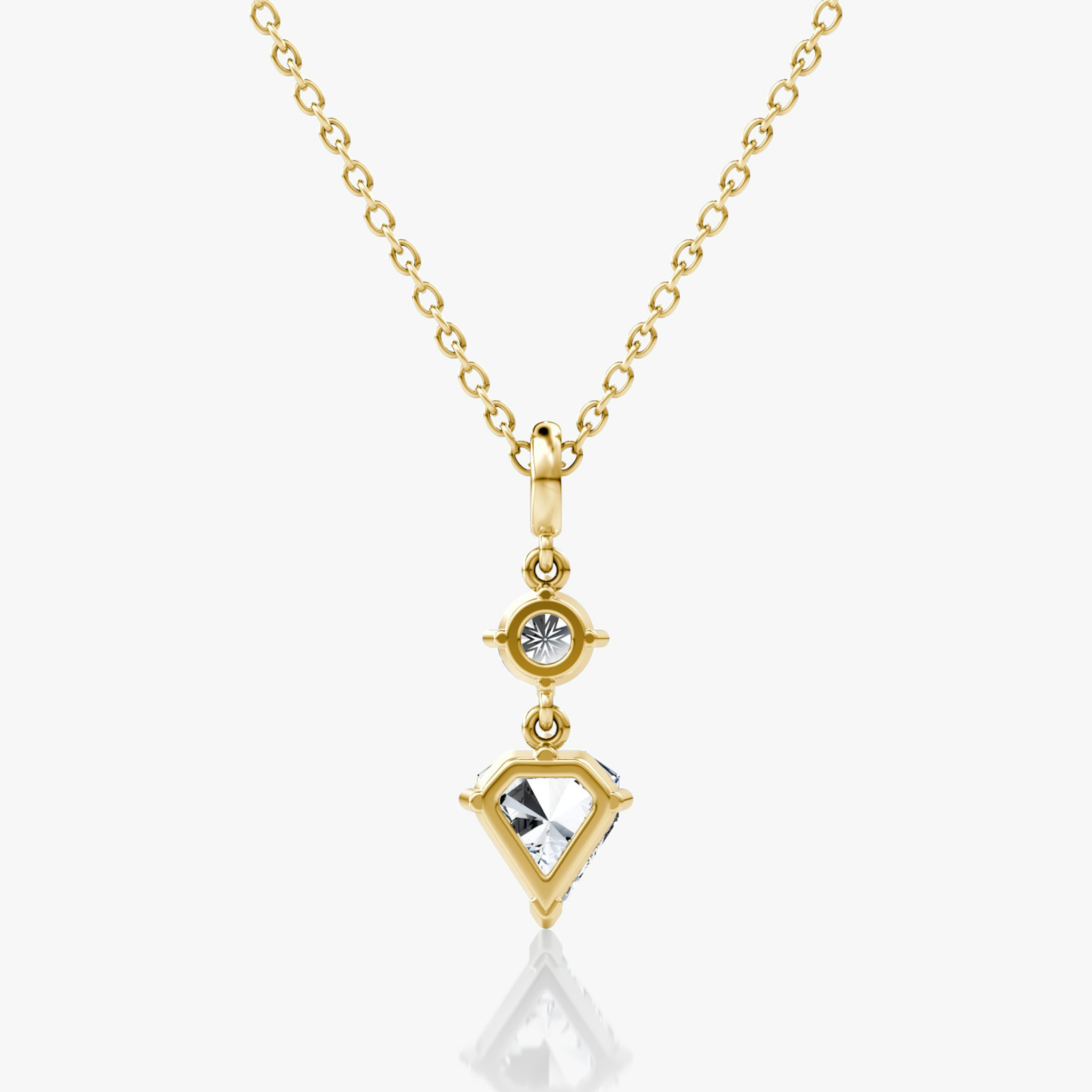 Duo Shield Drop Pendant | Shield | 14k | Yellow Gold | diamondtype: round-brilliant+shield | chainLength: 18-20