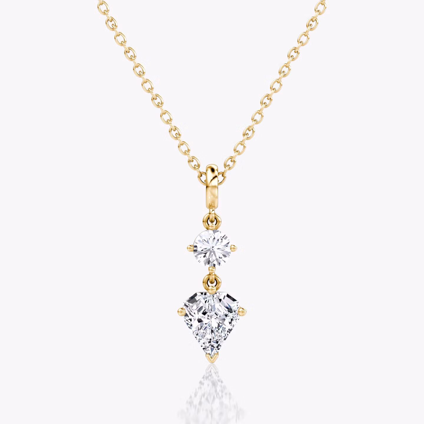Duo Shield Drop Pendant | Shield | 14k | Yellow Gold | diamondtype: round-brilliant+shield | chainLength: 18-20