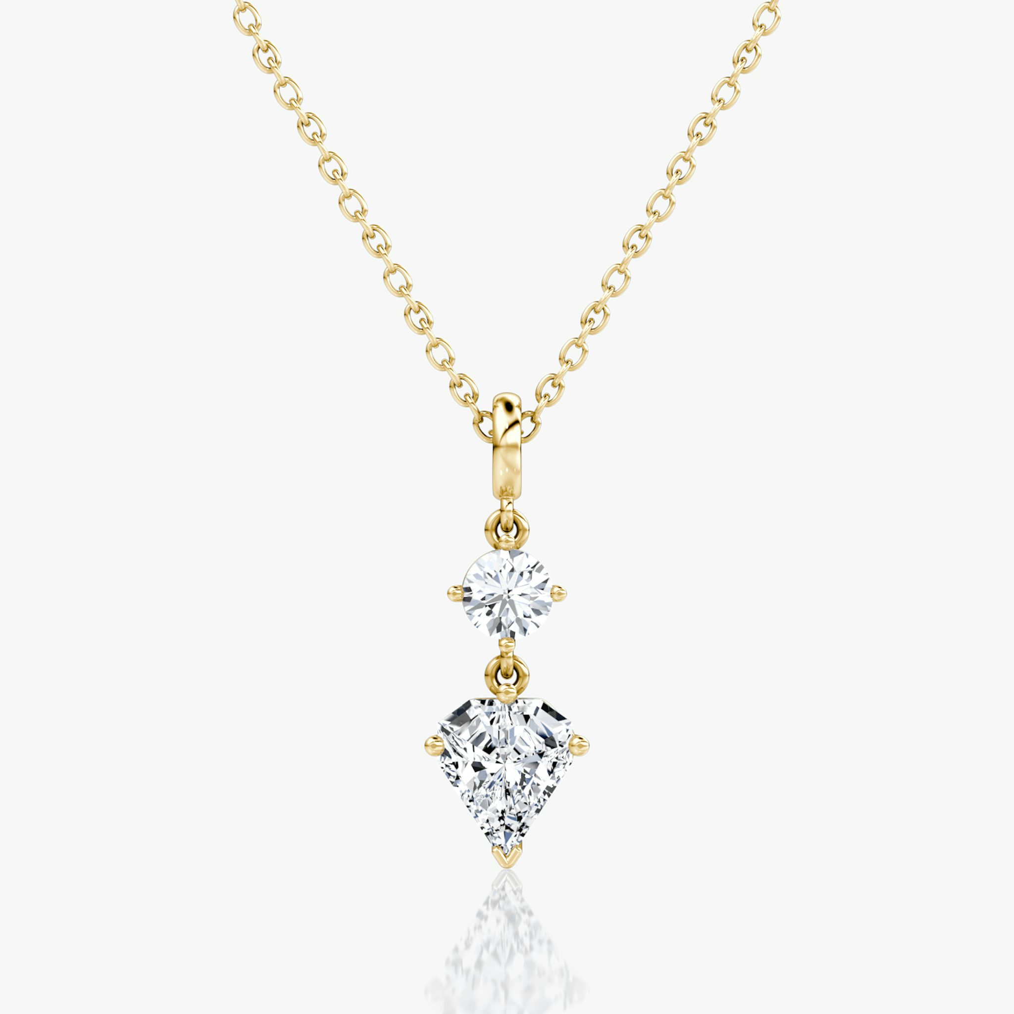 Duo Shield Drop Pendant | Shield | 14k | Yellow Gold | diamondtype: round-brilliant+shield | chainLength: 18-20